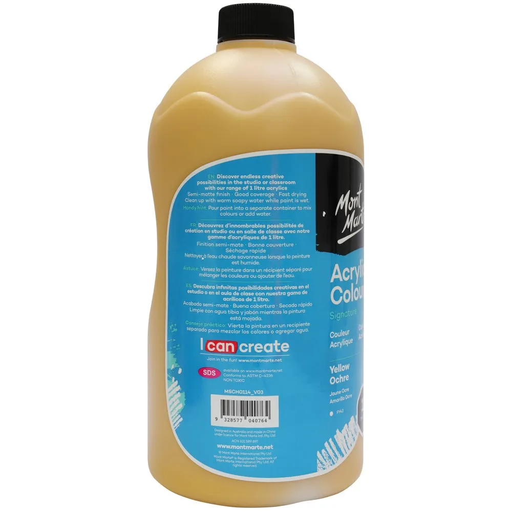 Acrylic Colour Signature 1L (33.8 US fl.oz) Bottle - Yellow Ochre