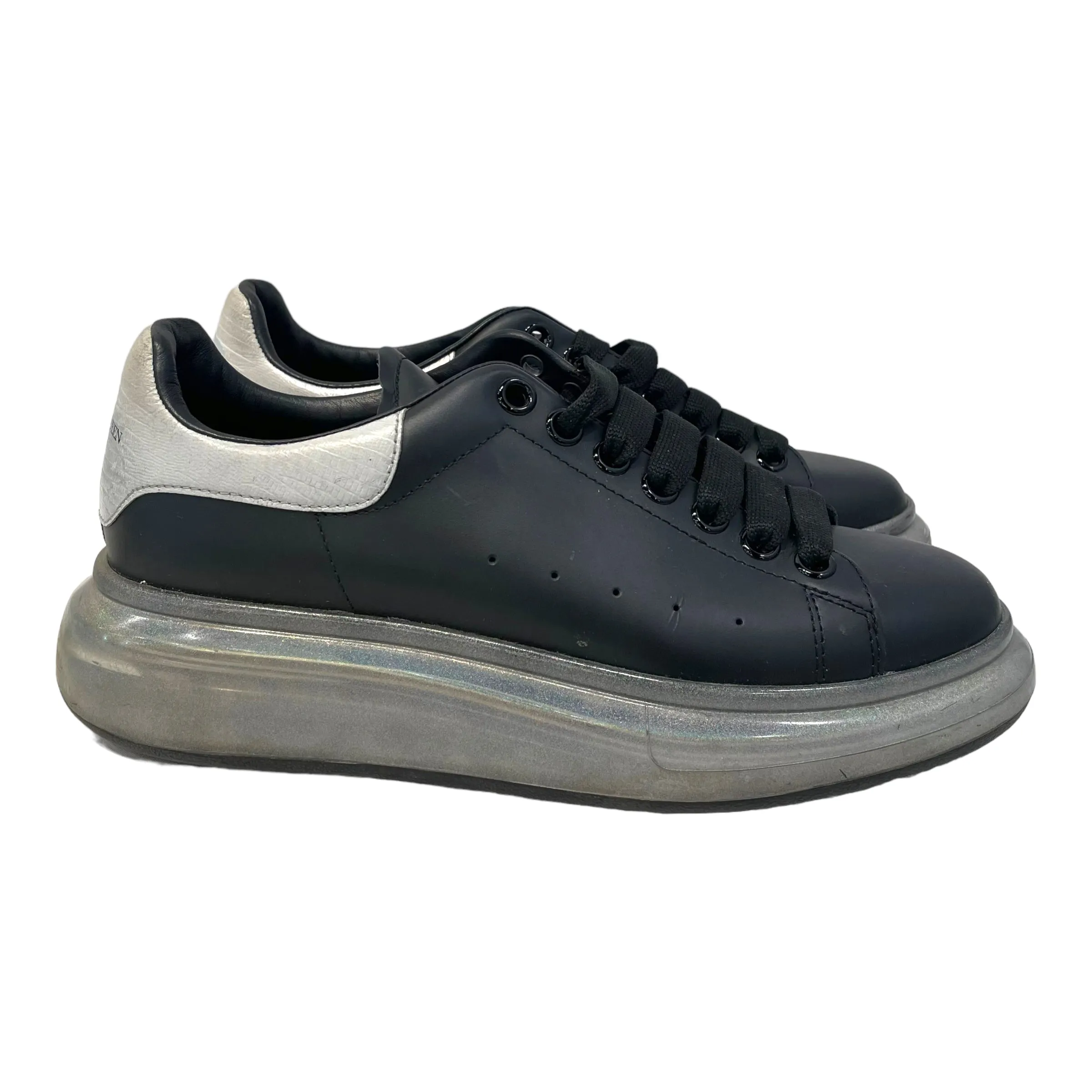 Alexander McQueen/Low-Sneakers/US 8.5/Leather/BLK/Clear Sole Glitter Explosion