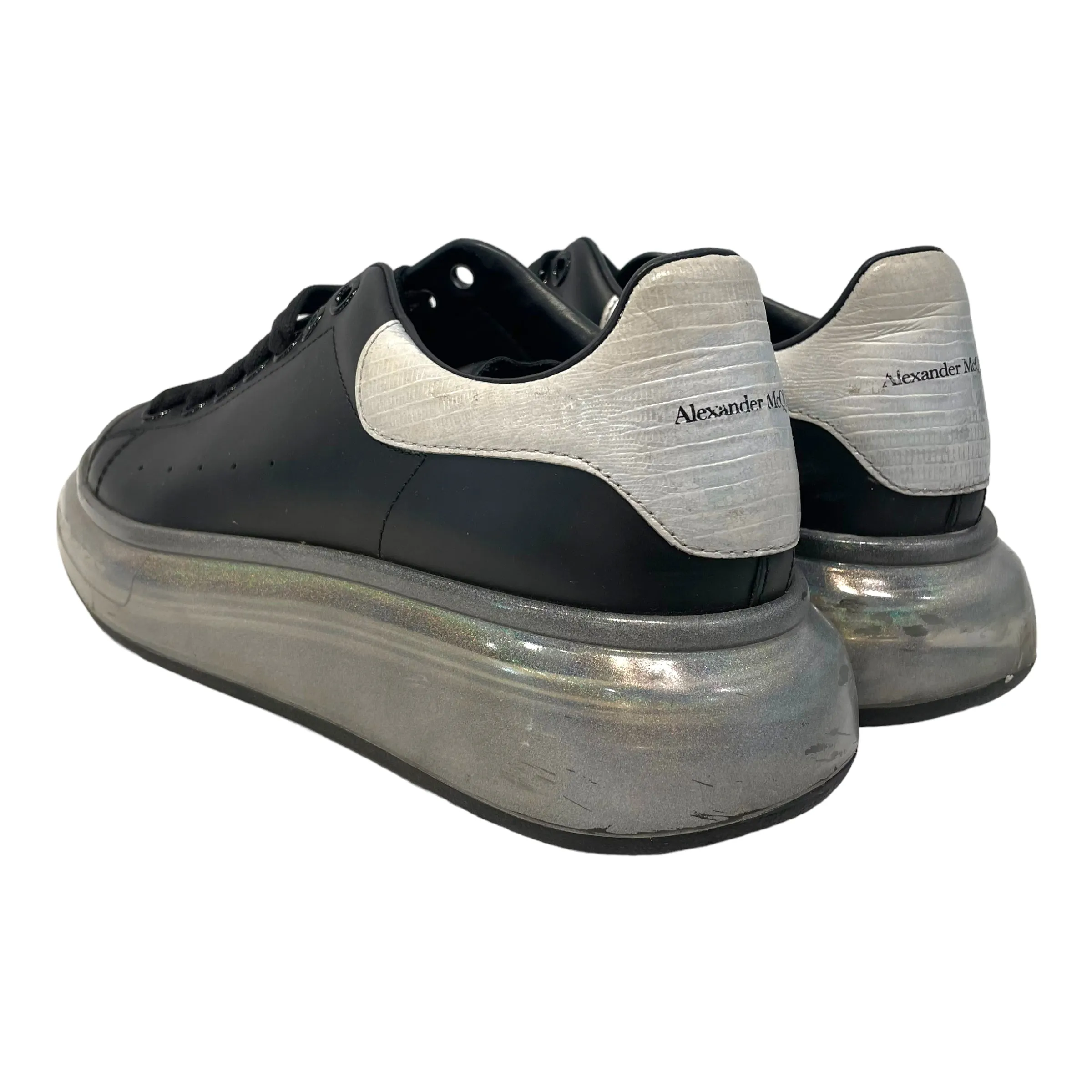 Alexander McQueen/Low-Sneakers/US 8.5/Leather/BLK/Clear Sole Glitter Explosion