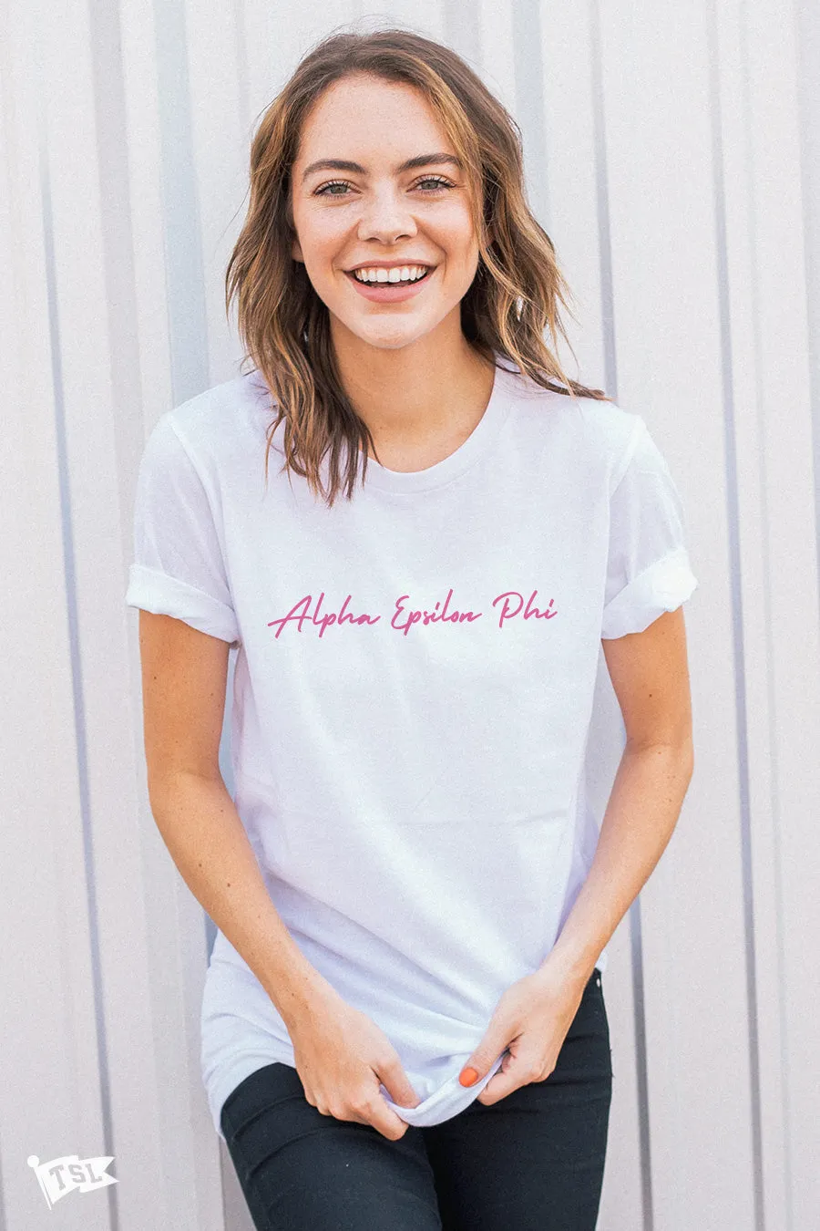 Alpha Epsilon Phi Baby Script Tee