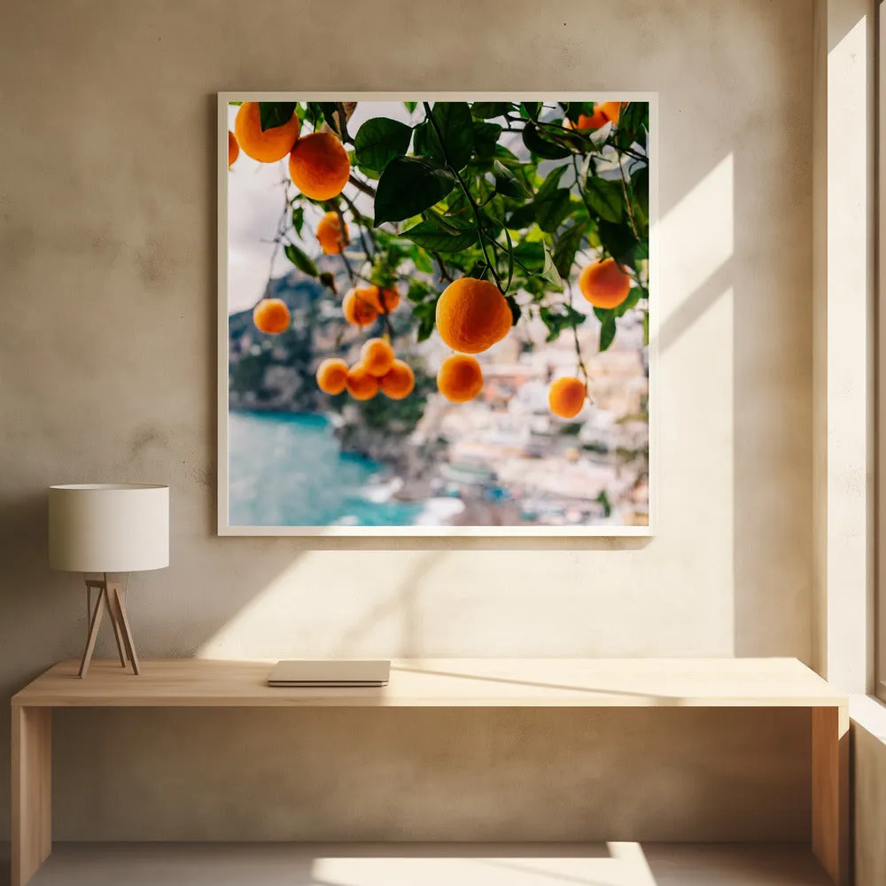 Amalfi Coast Oranges - Square Stretched Canvas, Poster or Fine Art Print