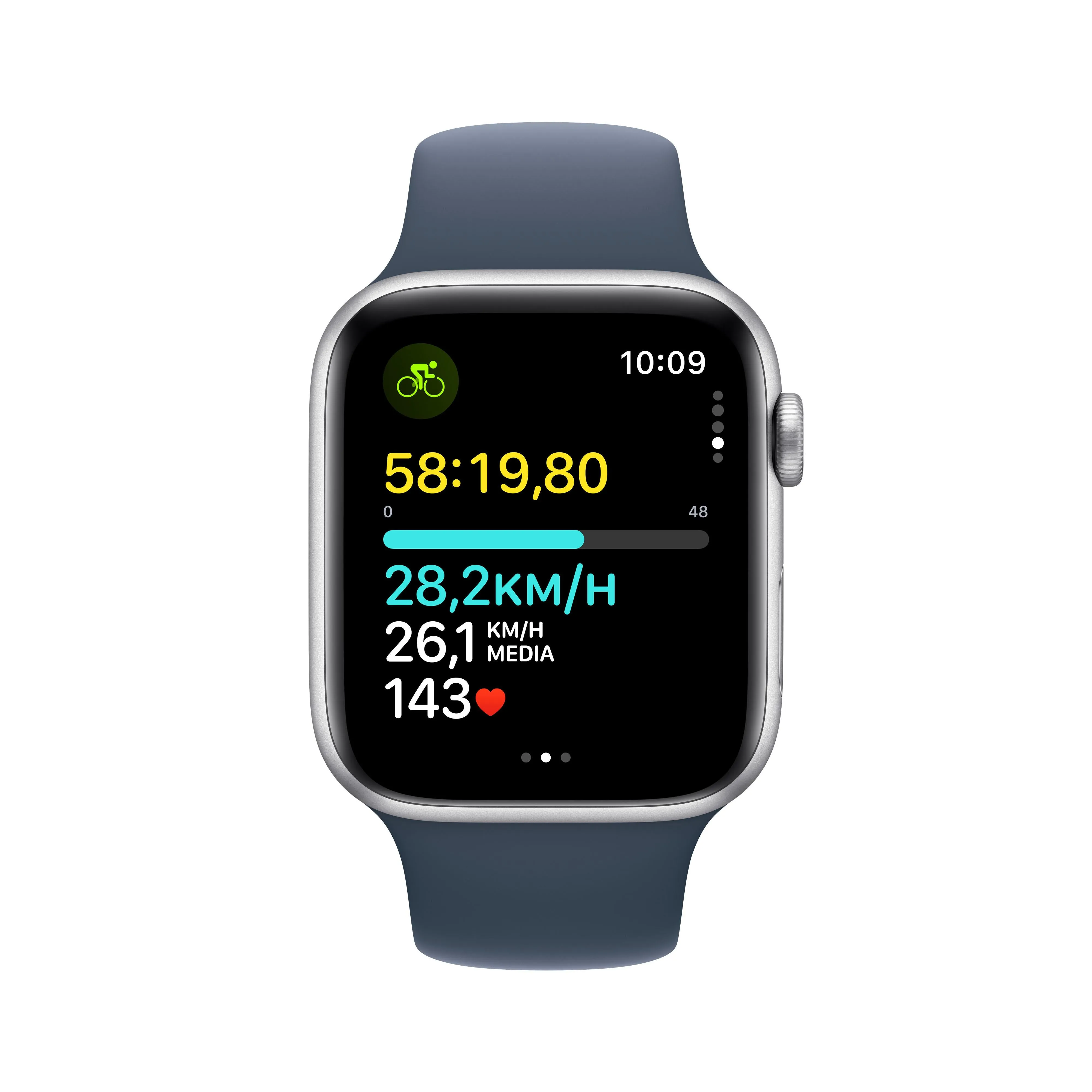 Apple Watch SE (GPS   Cellular) - Caja de aluminio en plata de 44 mm - Correa deportiva azul tempestad - Talla M/L