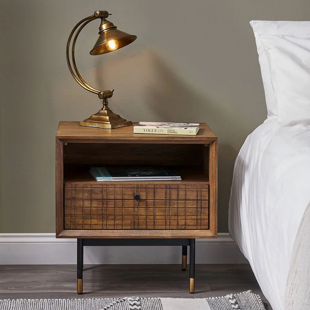 Arte Acacia Wood Bedside Unit - Wood Finish