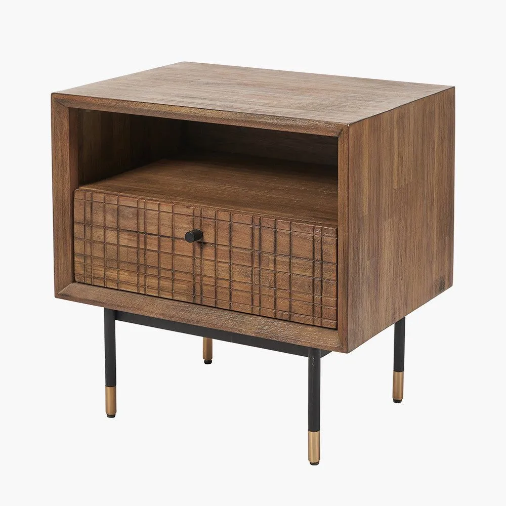 Arte Acacia Wood Bedside Unit - Wood Finish