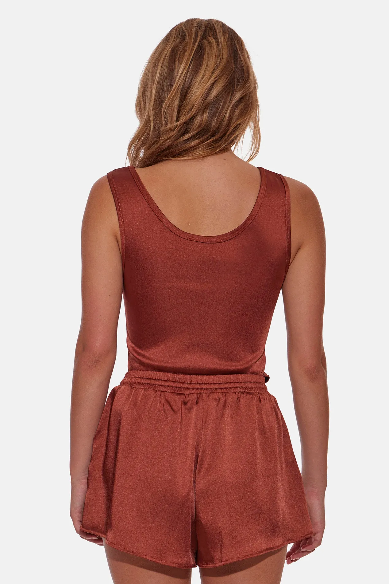 Ava Satin Tank Terracotta