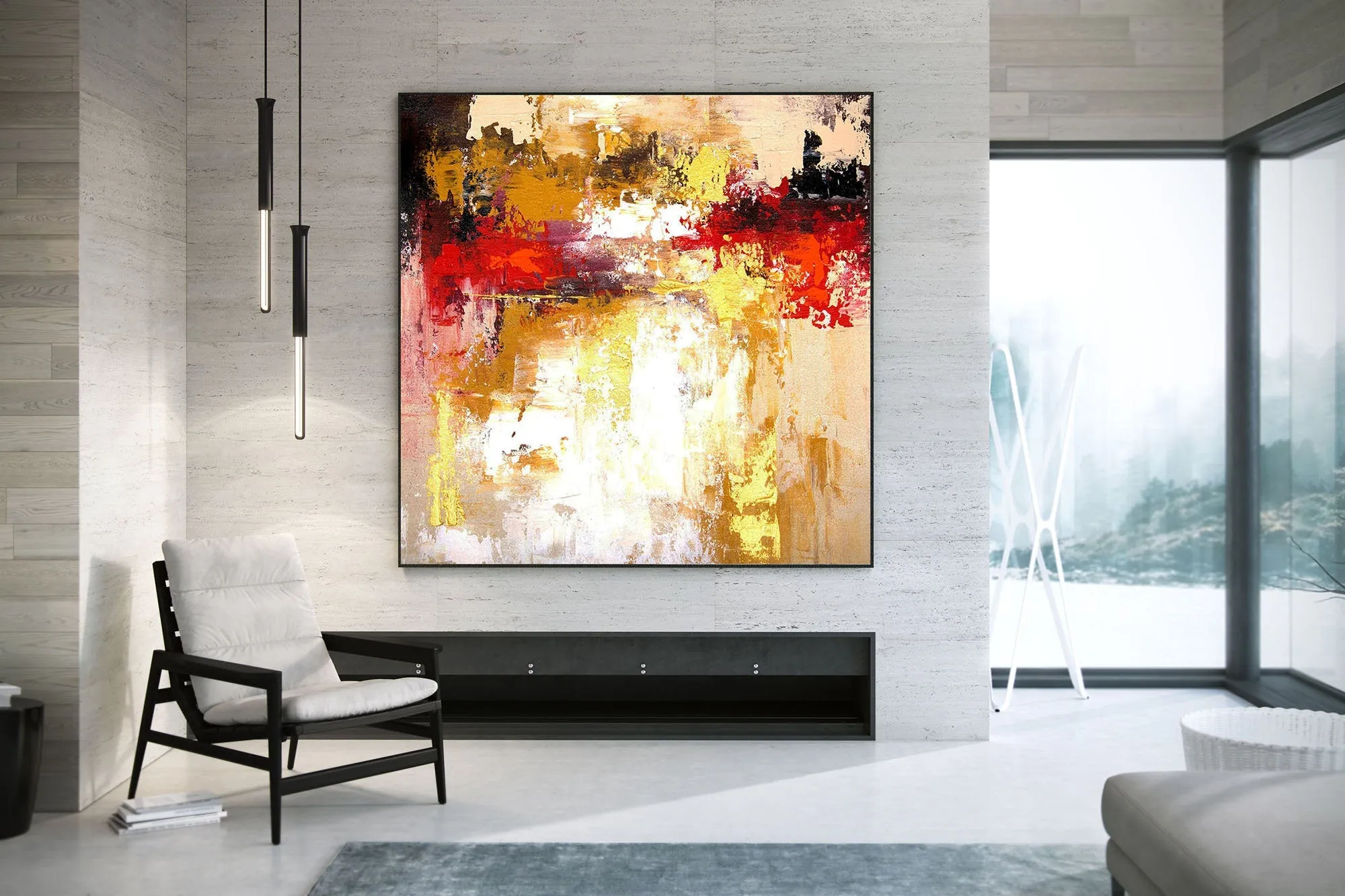 Beige Brown God Original Painting Red Abstract Paintings Home Decor Kp083