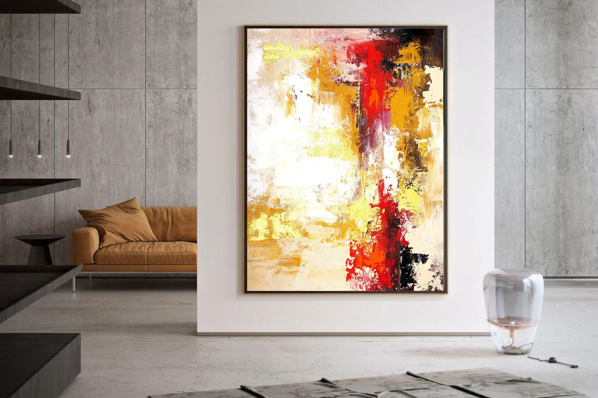 Beige Brown God Original Painting Red Abstract Paintings Home Decor Kp083