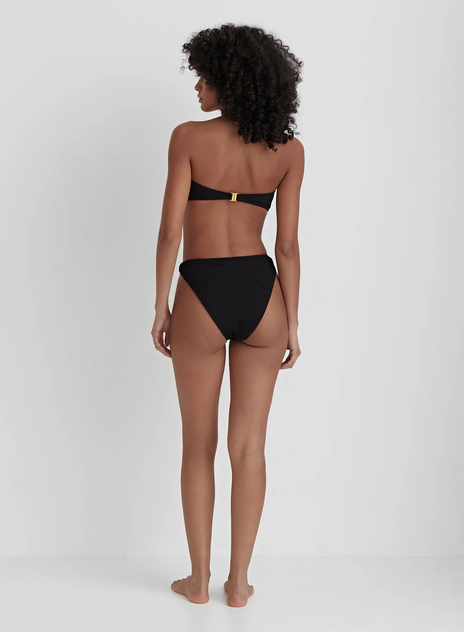 Black Crinkle Tortoiseshell Bikini Bottom- Palermo