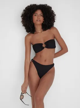 Black Crinkle Tortoiseshell Bikini Bottom- Palermo