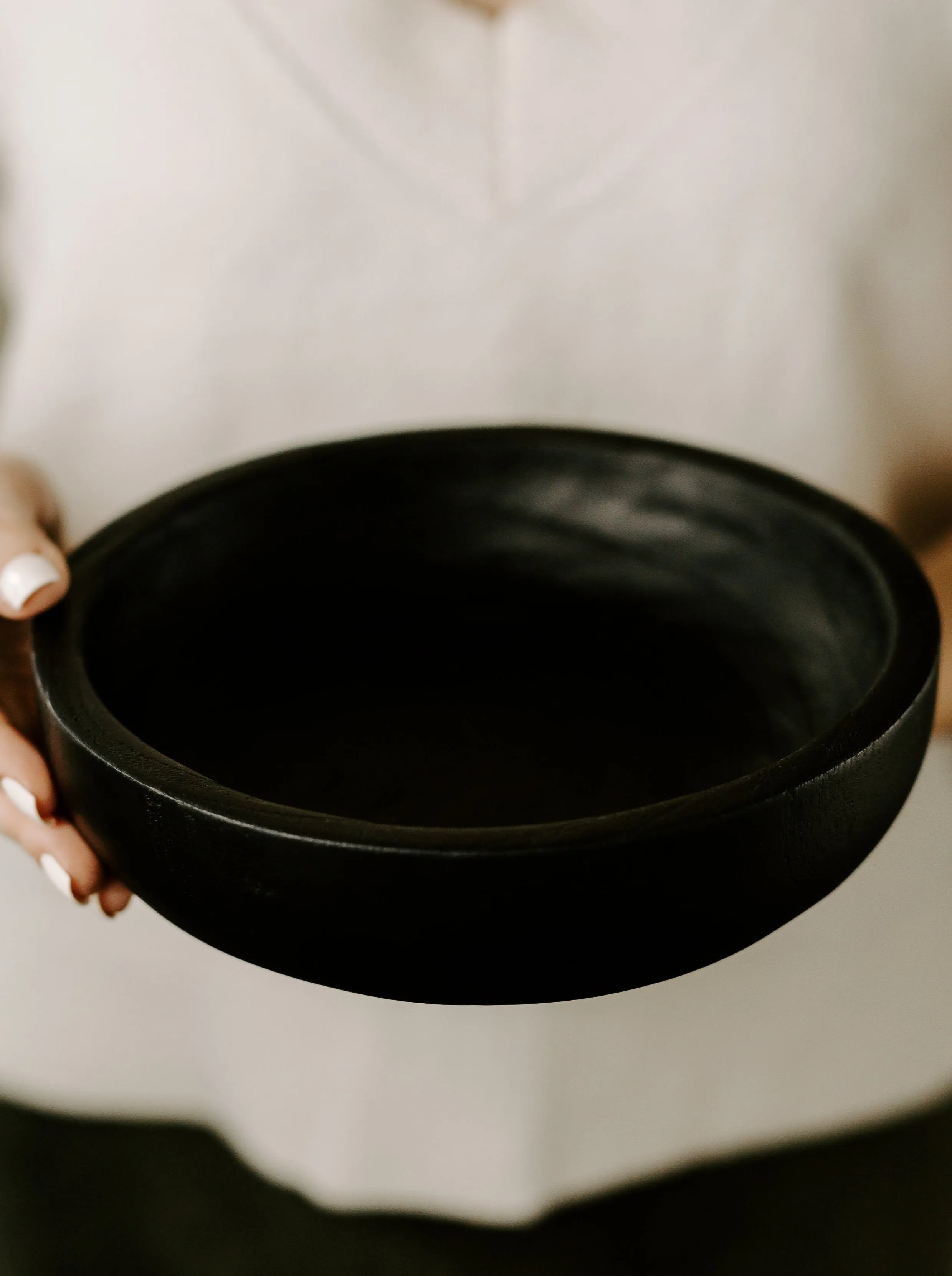 Black Decorative Wood Bowl