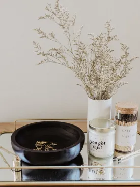 Black Decorative Wood Bowl