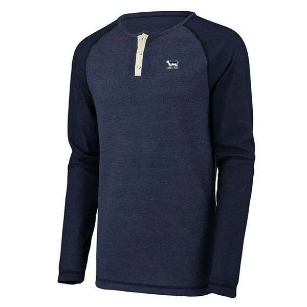 Black Sheep Linear Fusion Long Sleeve Henley Oxford Navy - Black Fusion