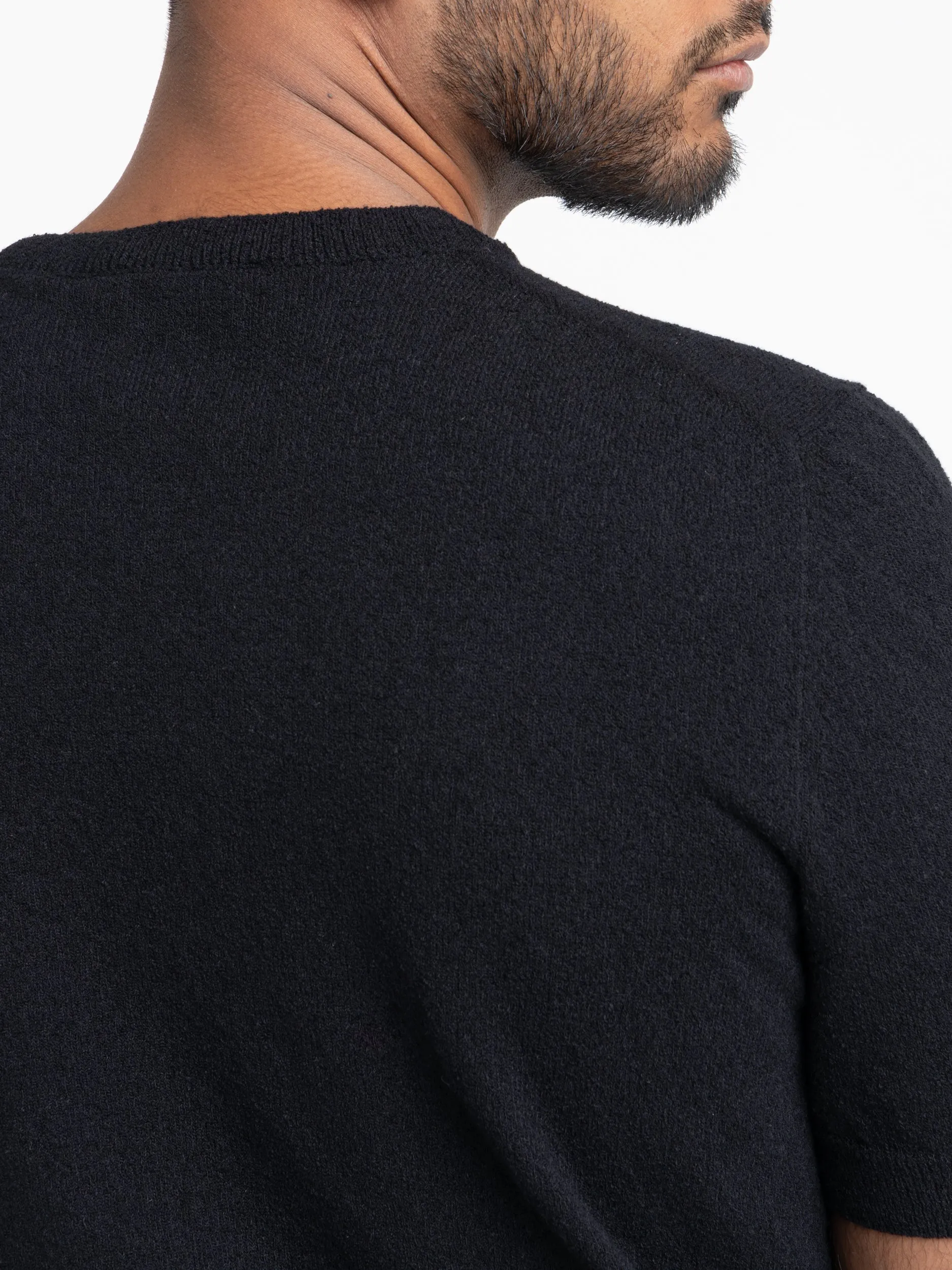 Black Terry Crewneck Knit