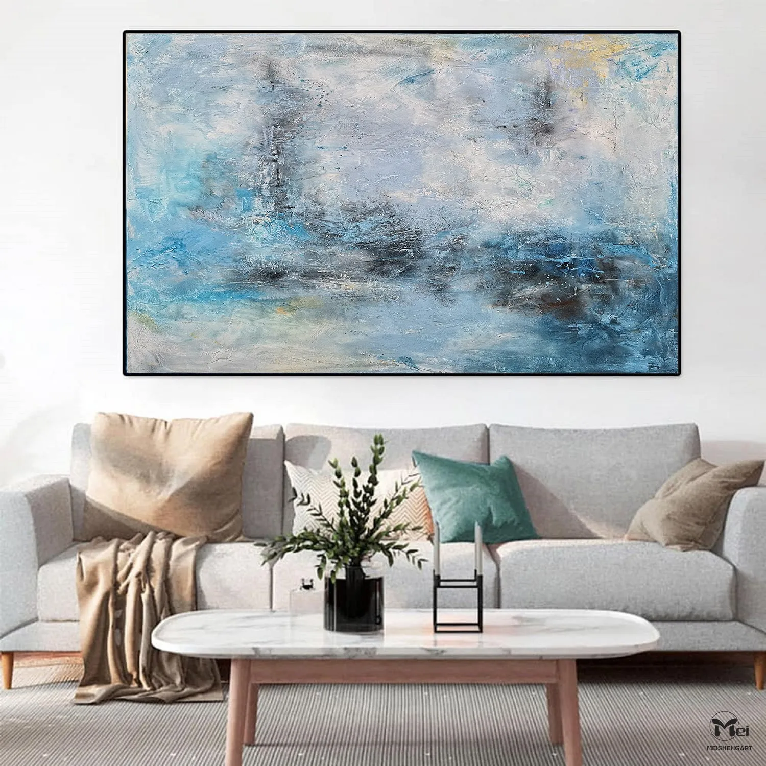 Blue And White Painting Modern Painting Living Room Wall Art Ap115