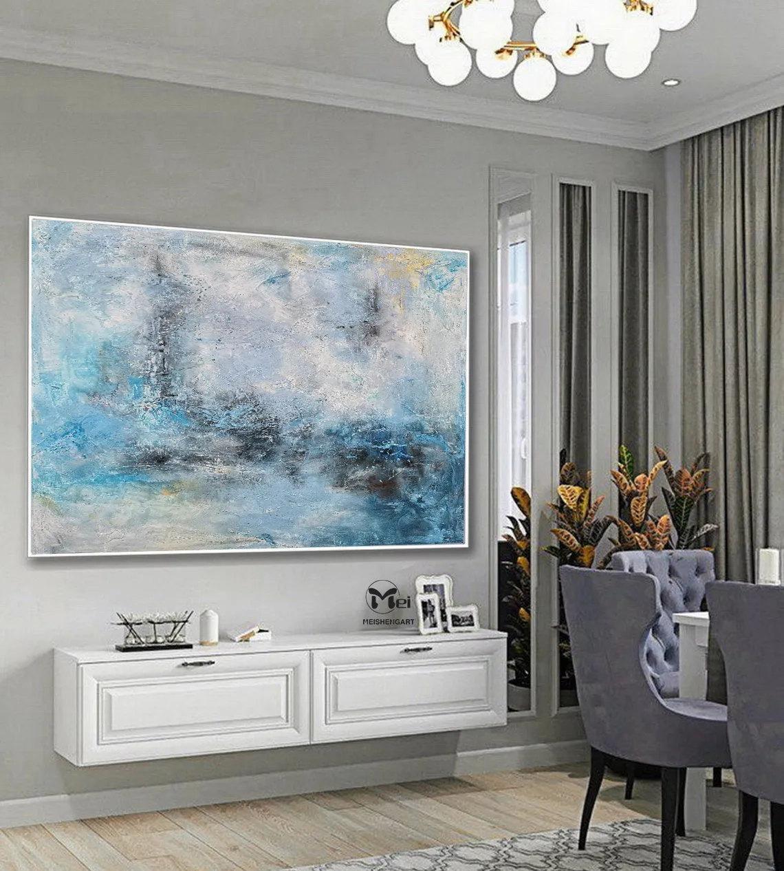 Blue And White Painting Modern Painting Living Room Wall Art Ap115