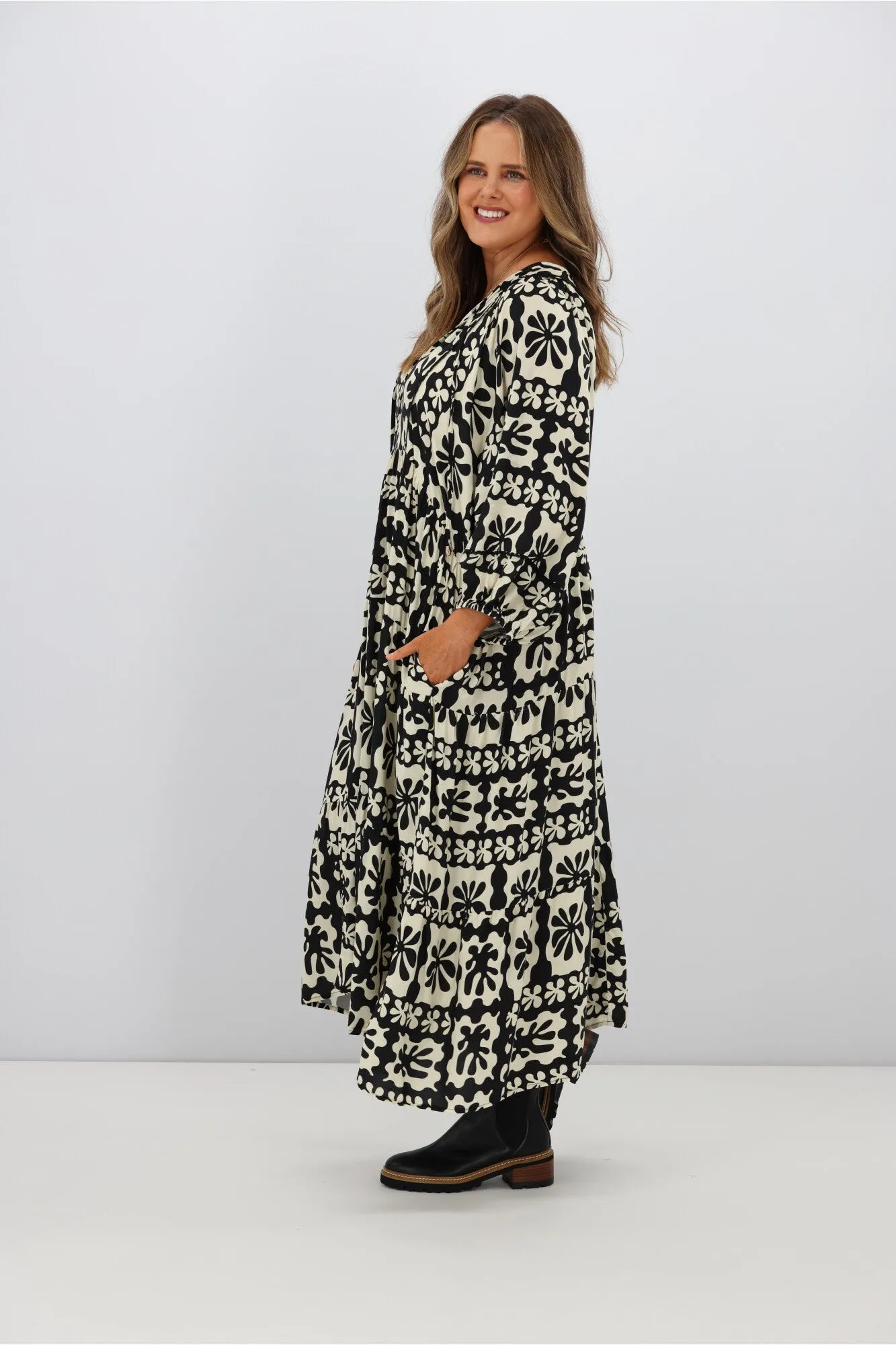 Boho Australia Barrett Dress Black Cream