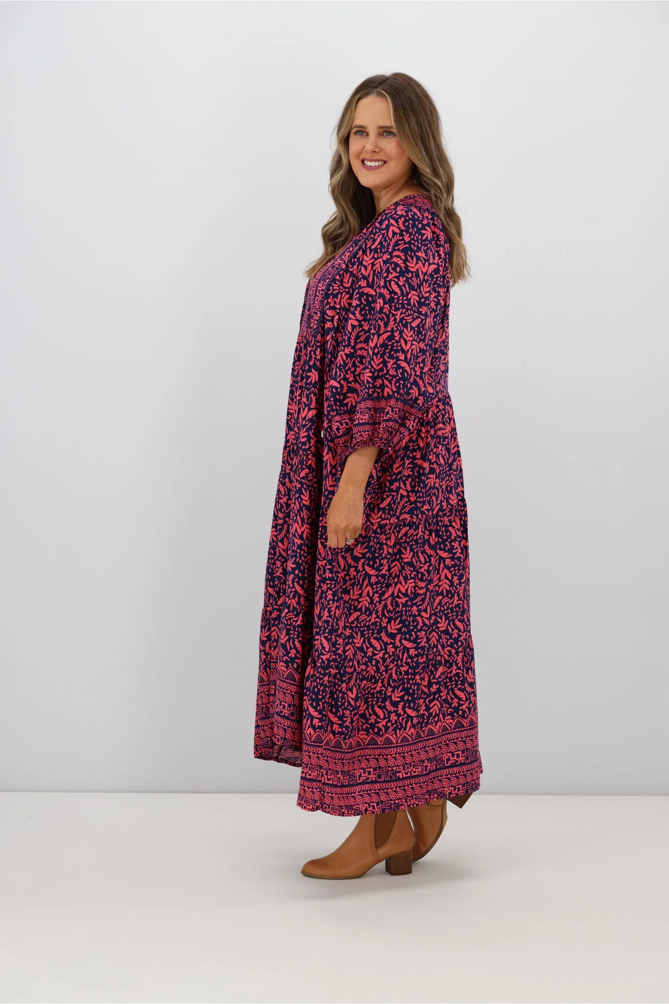 Boho Australia Embelia Dress Navy Red