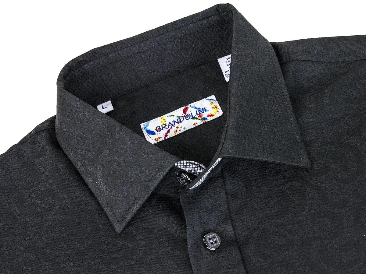 Boy's Brandolini Sport Shirt 25382 Black Tonal Paisley