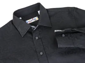 Boy's Brandolini Sport Shirt 25382 Black Tonal Paisley