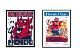 BUNDLE OFFICIAL WEG & OFFICIAL WEG ART MELBOURNE DEMONS 2021 FRAMED POSTERS