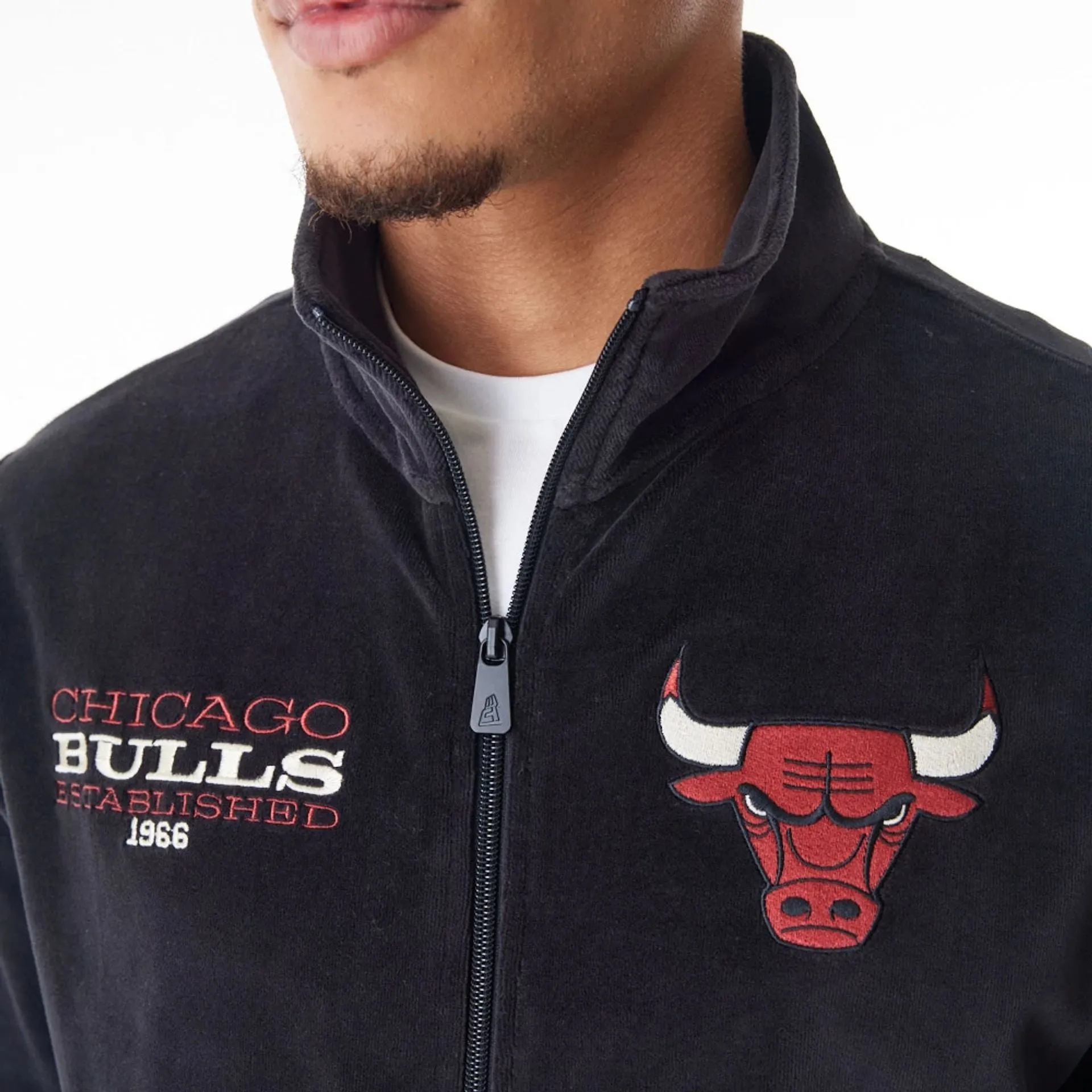 Chicago Bulls NBA Lifestyle Velour Black Track Jacket