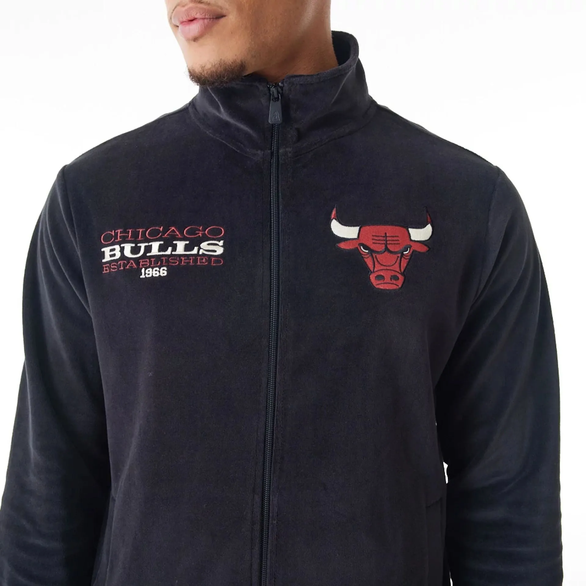 Chicago Bulls NBA Lifestyle Velour Black Track Jacket