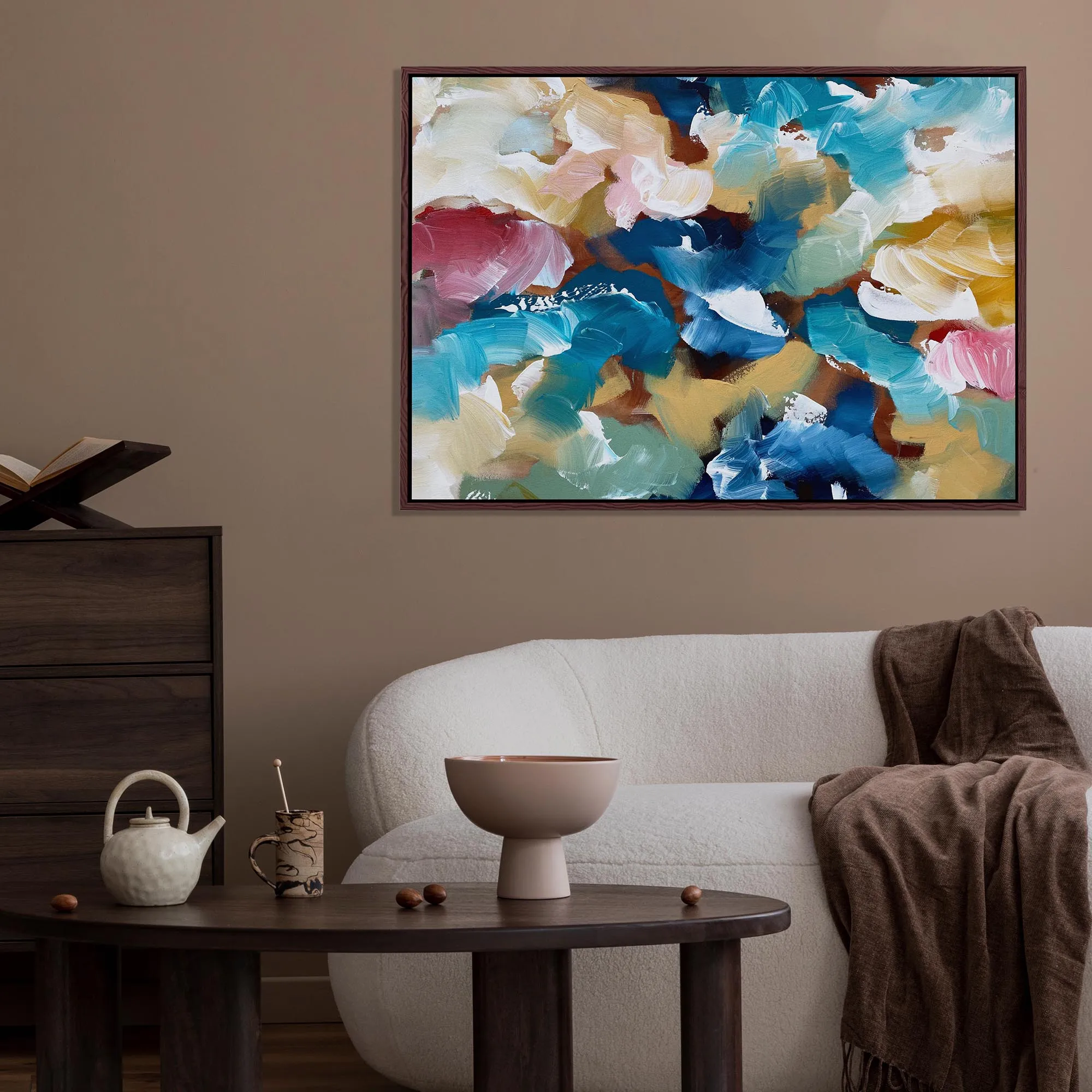 Colliding Colours Framed Canvas Art