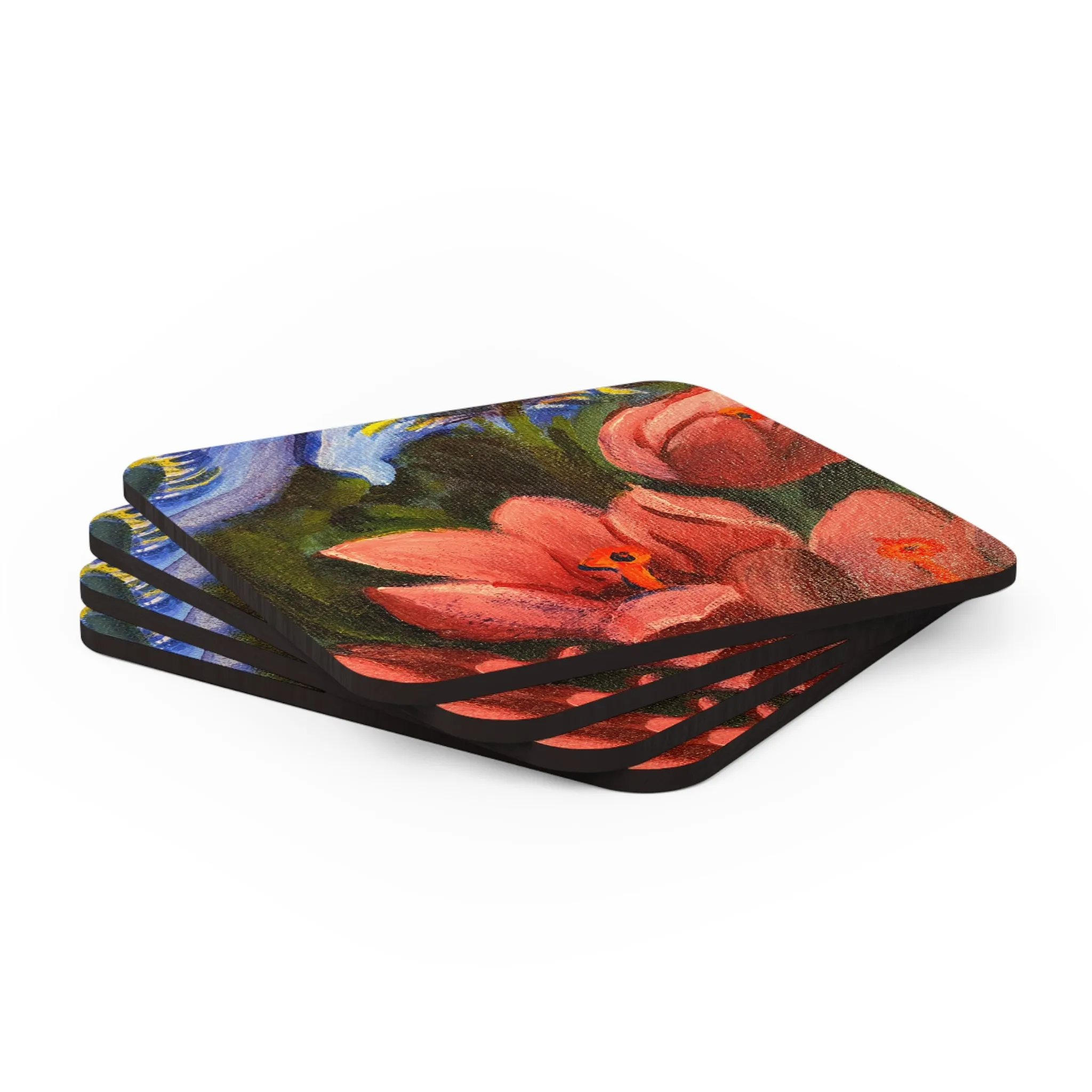 Corkwood Coaster Set - Magnolias