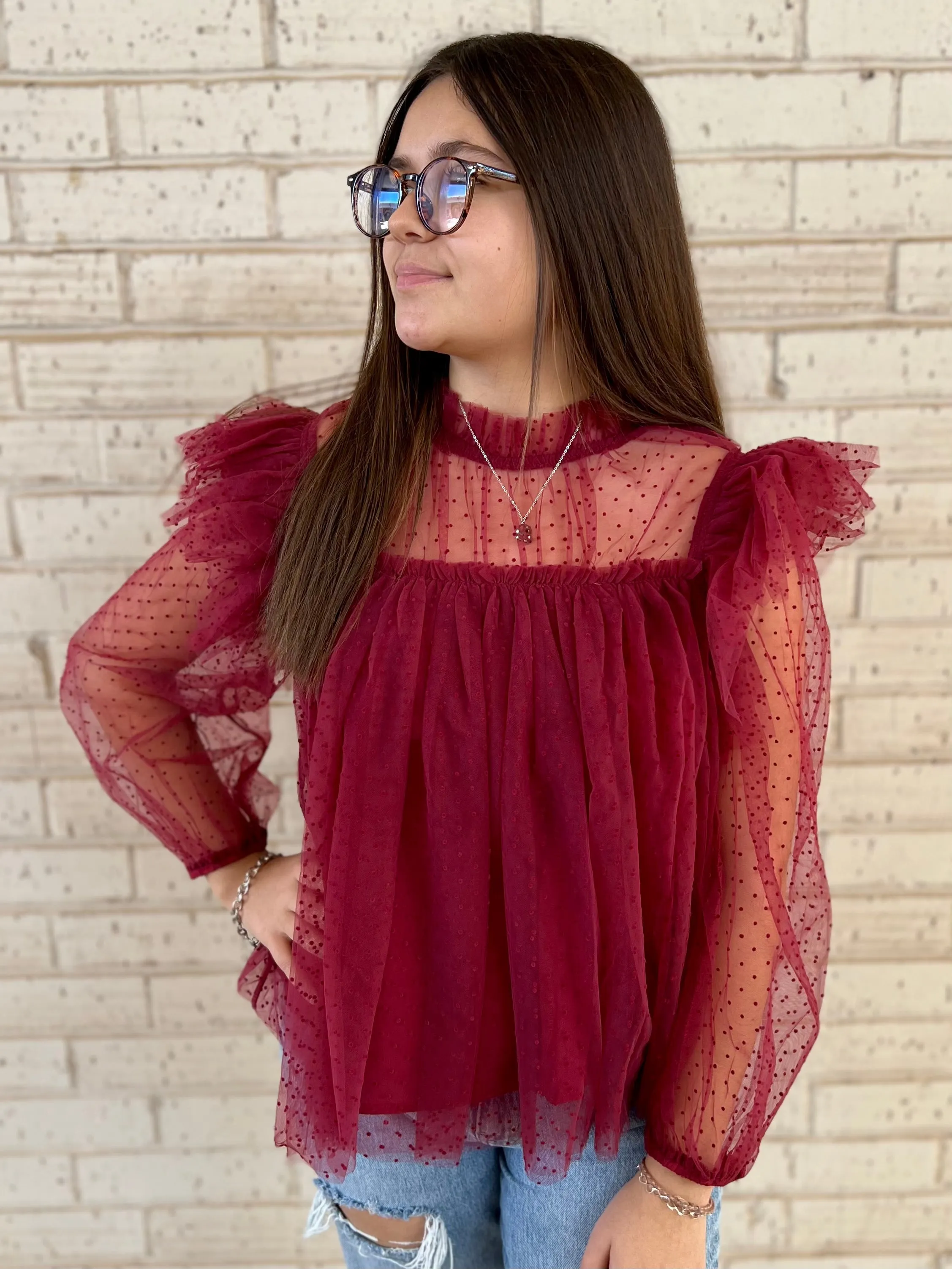 Cranberry Flare Blouse