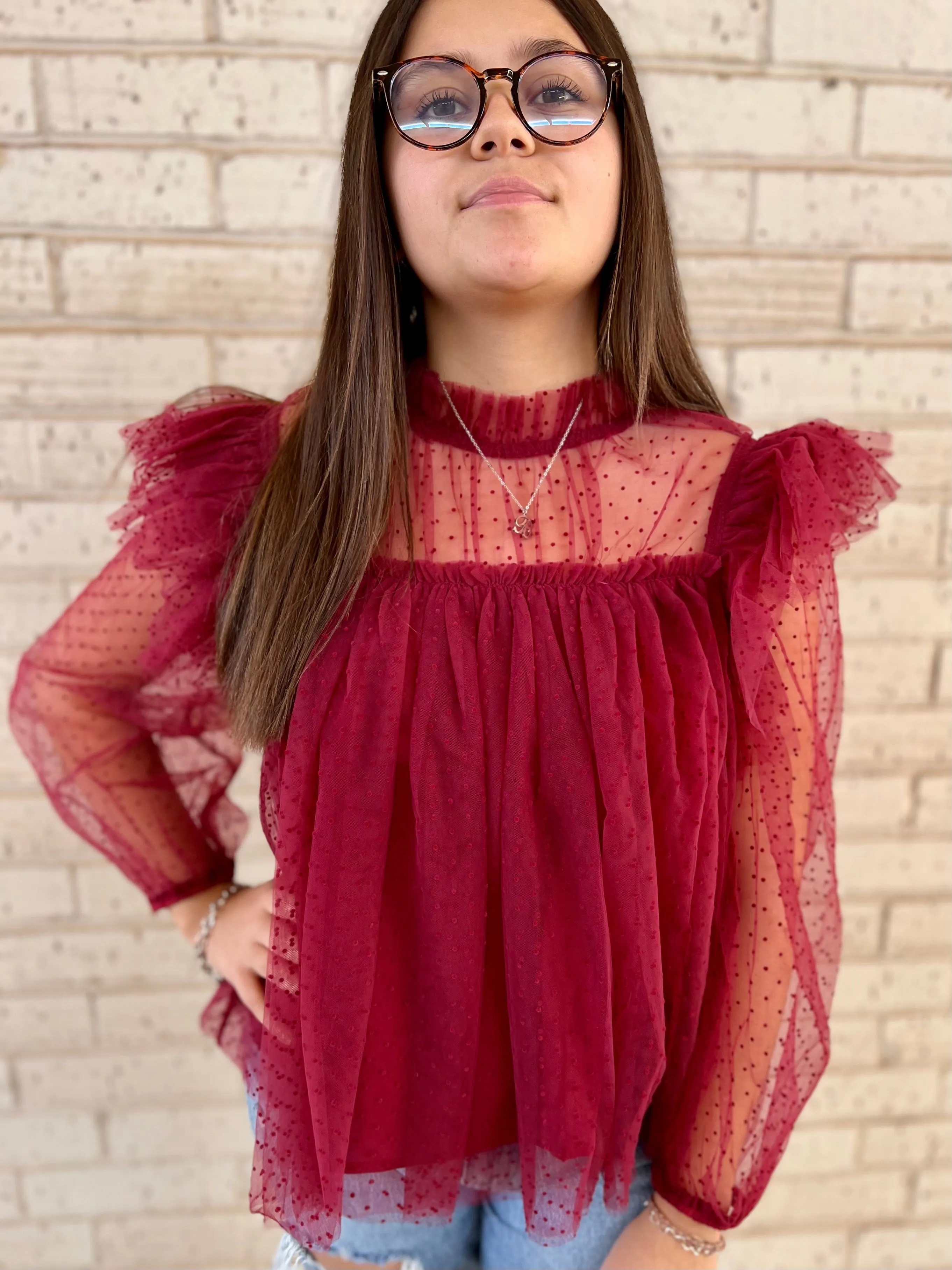 Cranberry Flare Blouse