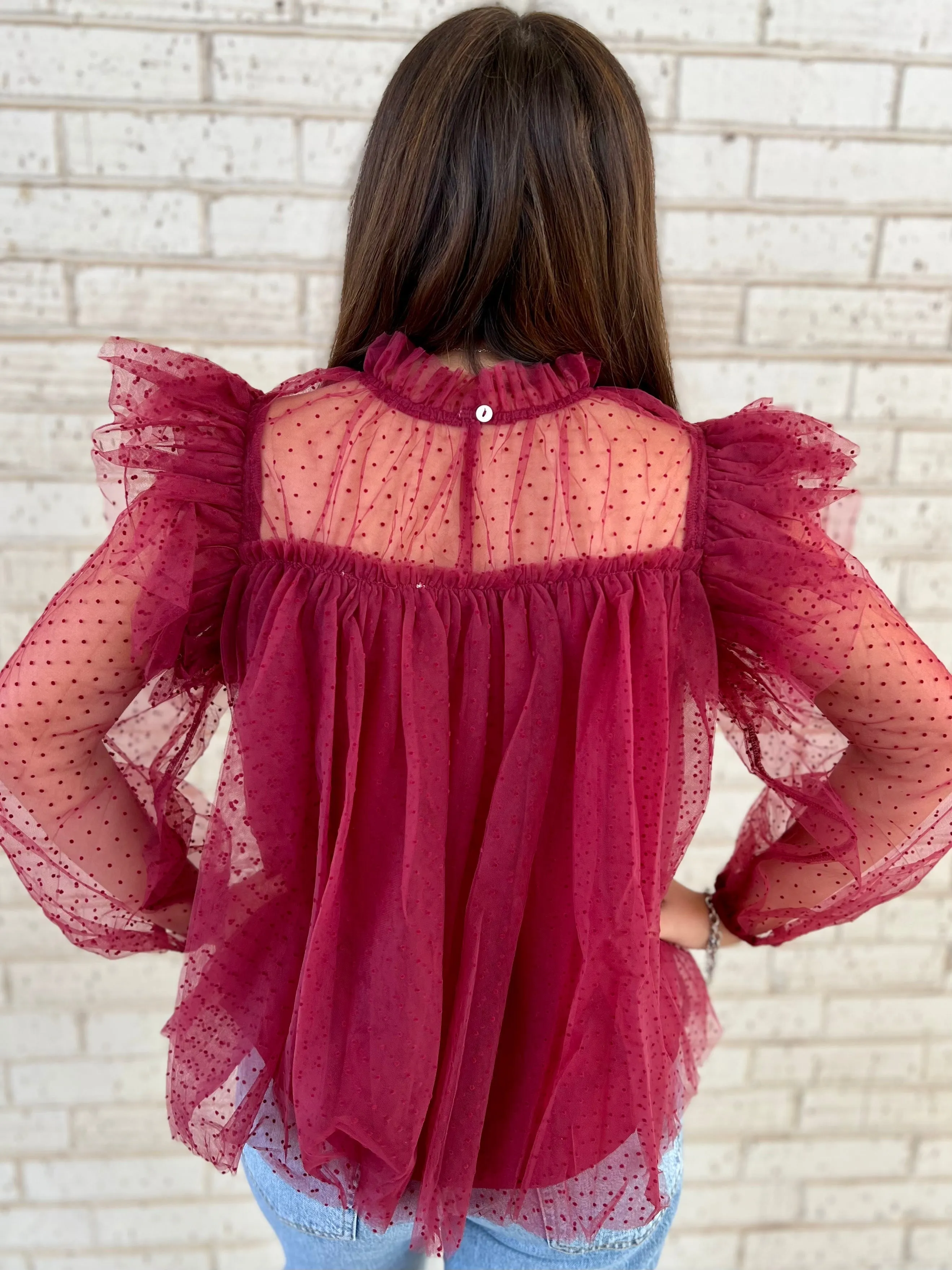 Cranberry Flare Blouse