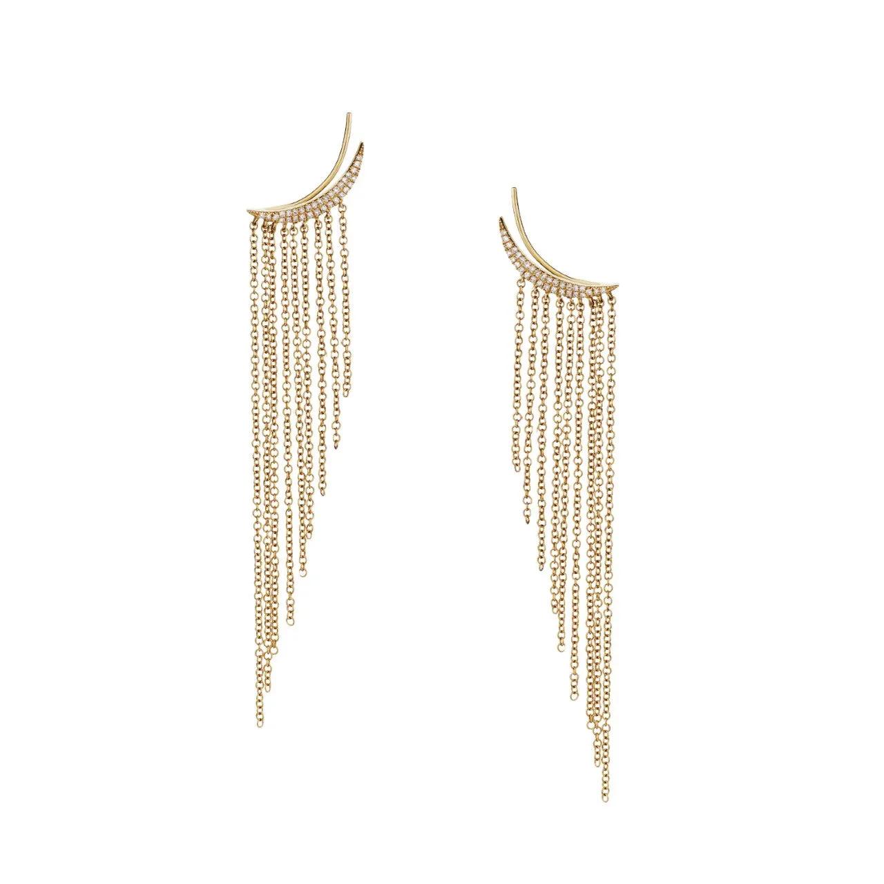 DIAMOND CRESCENT & CHAIN CLIMBER EARRINGS