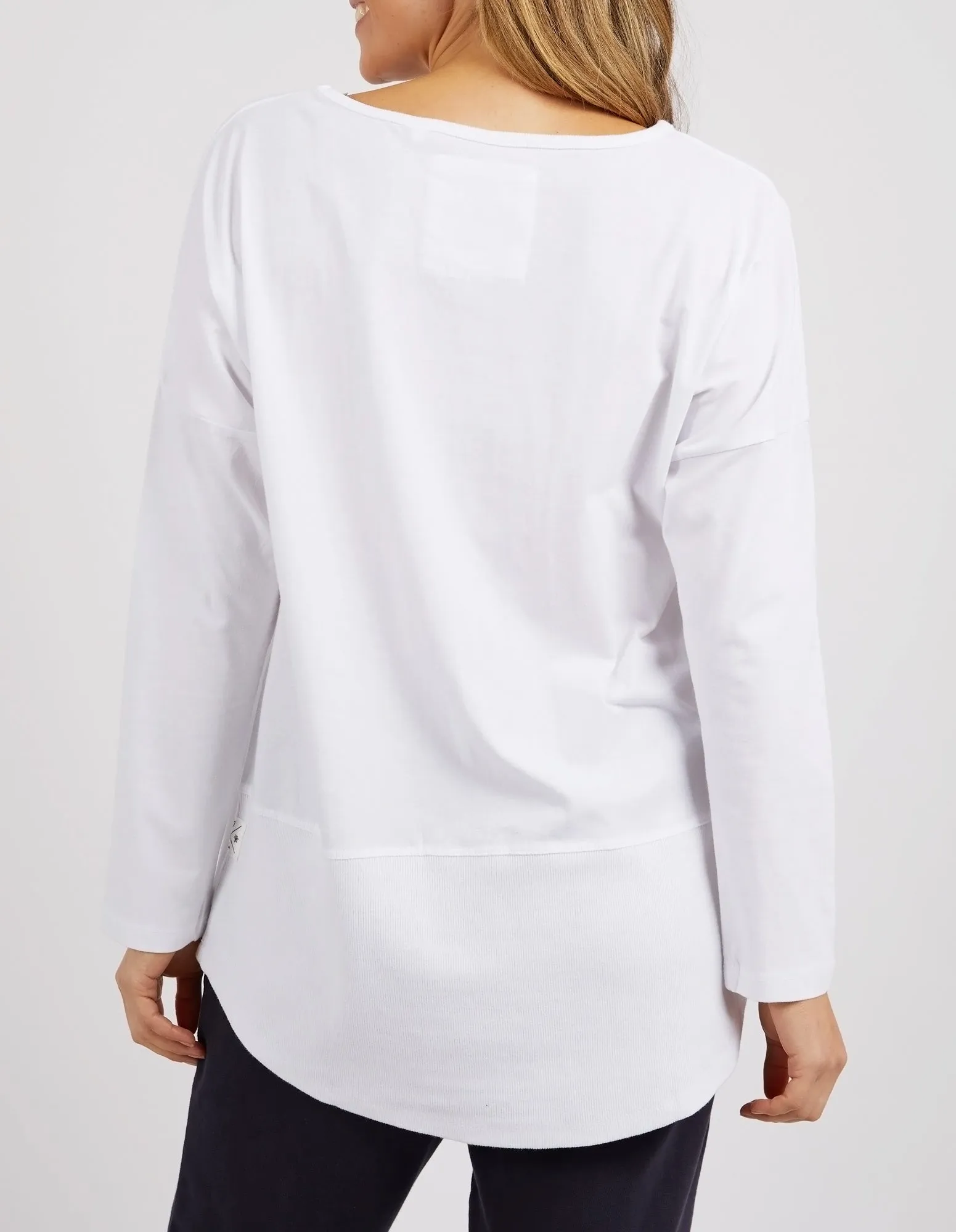 Elm - Rib Long Sleeve Tee - White