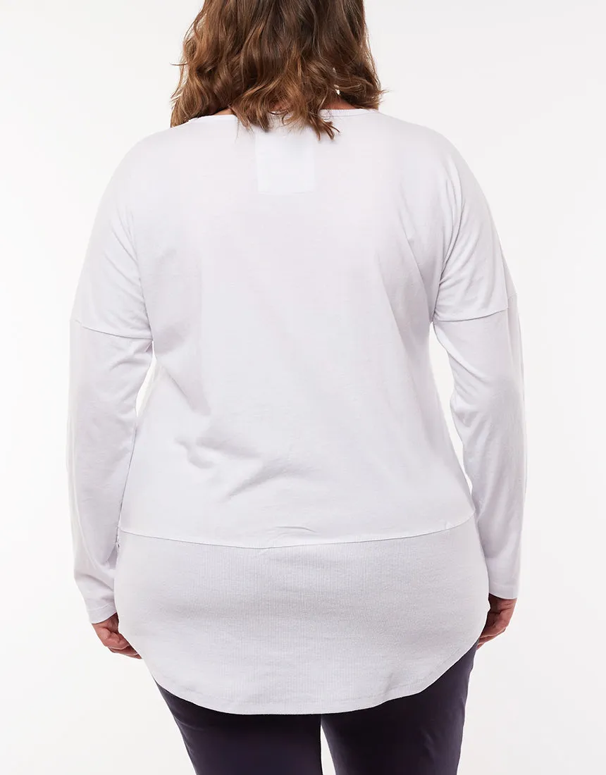 Elm - Rib Long Sleeve Tee - White