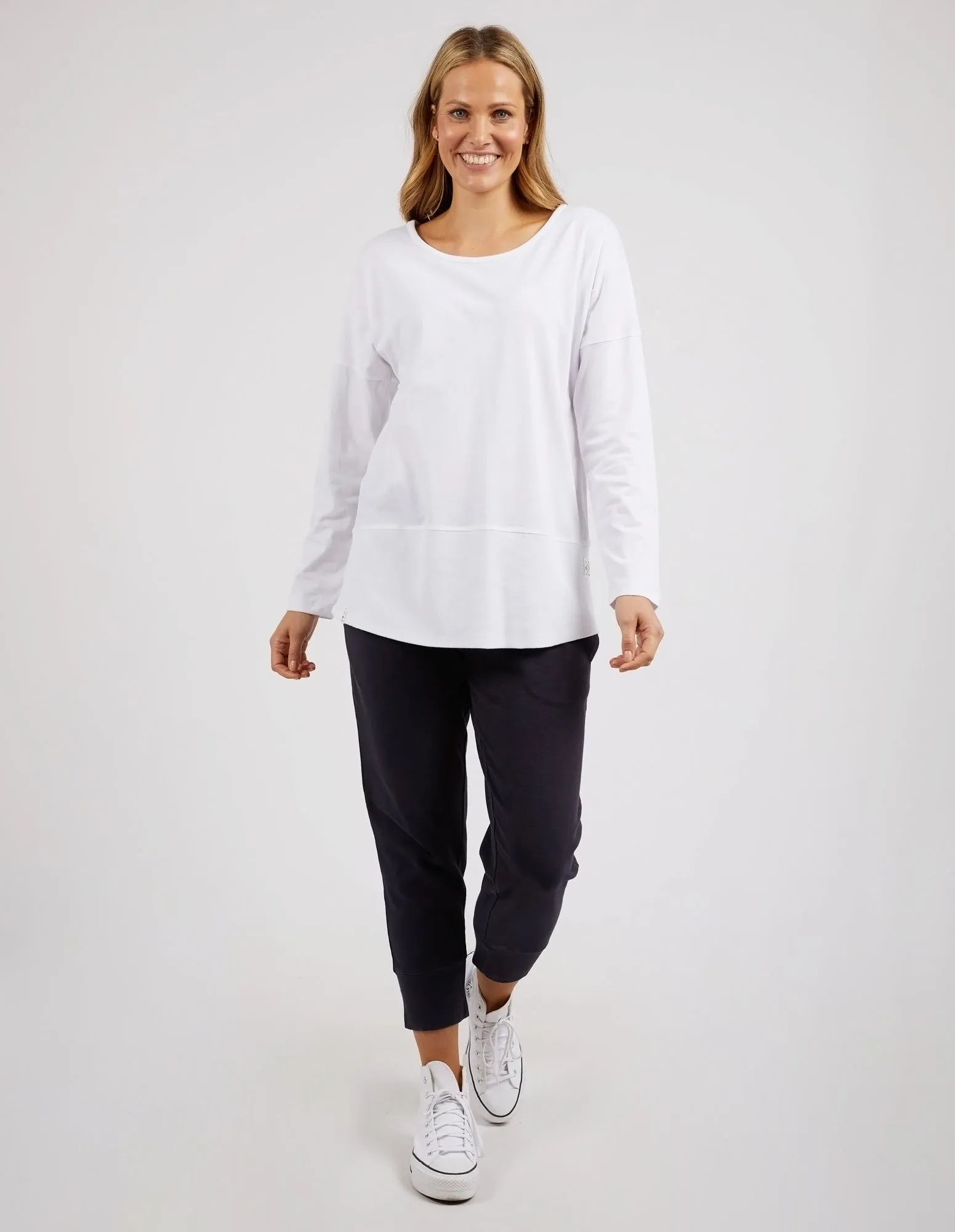 Elm - Rib Long Sleeve Tee - White