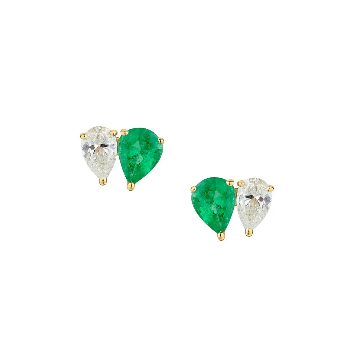 EMERALD AND DIAMOND STUDS