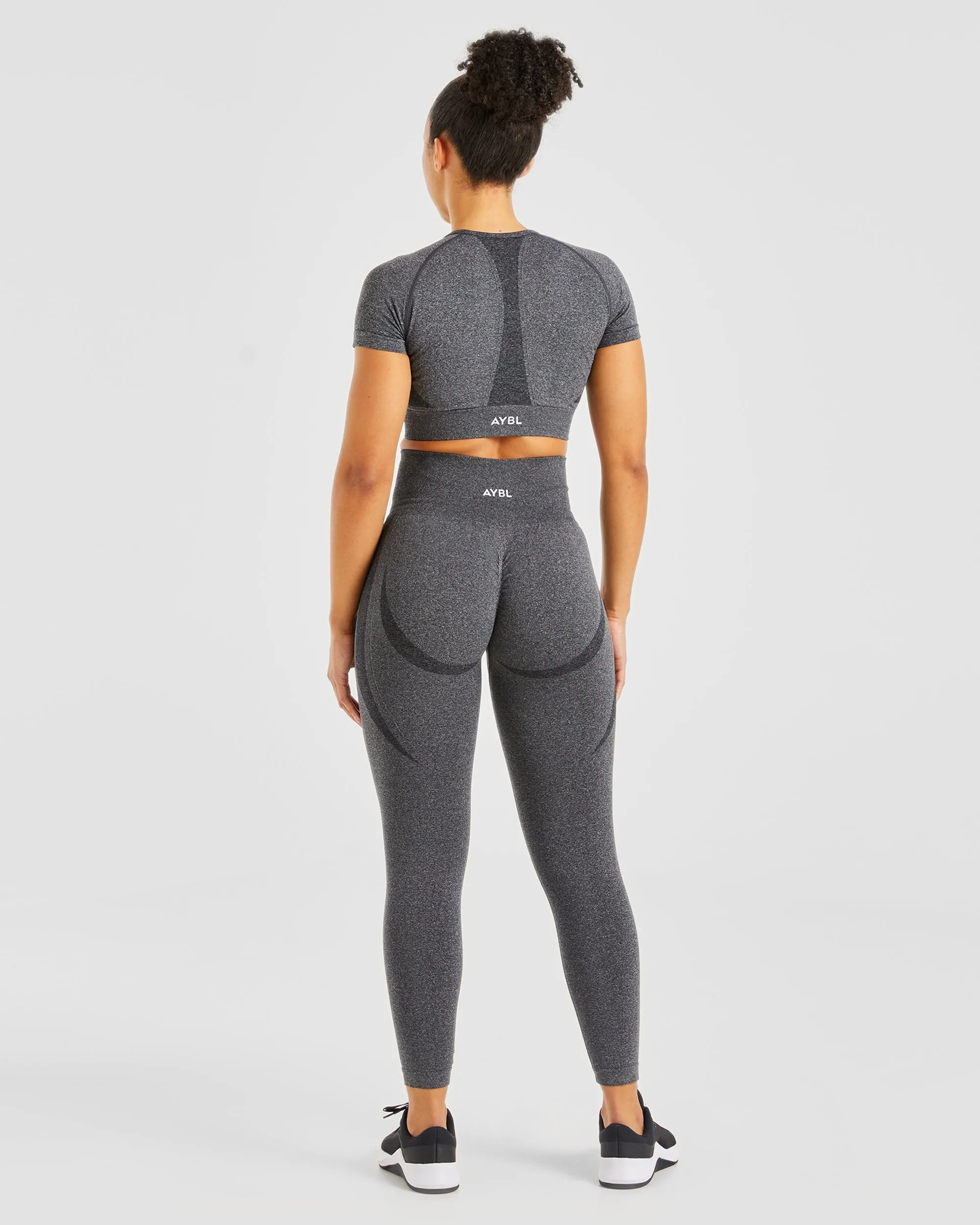 Empower Seamless Crop Top - Black Marl