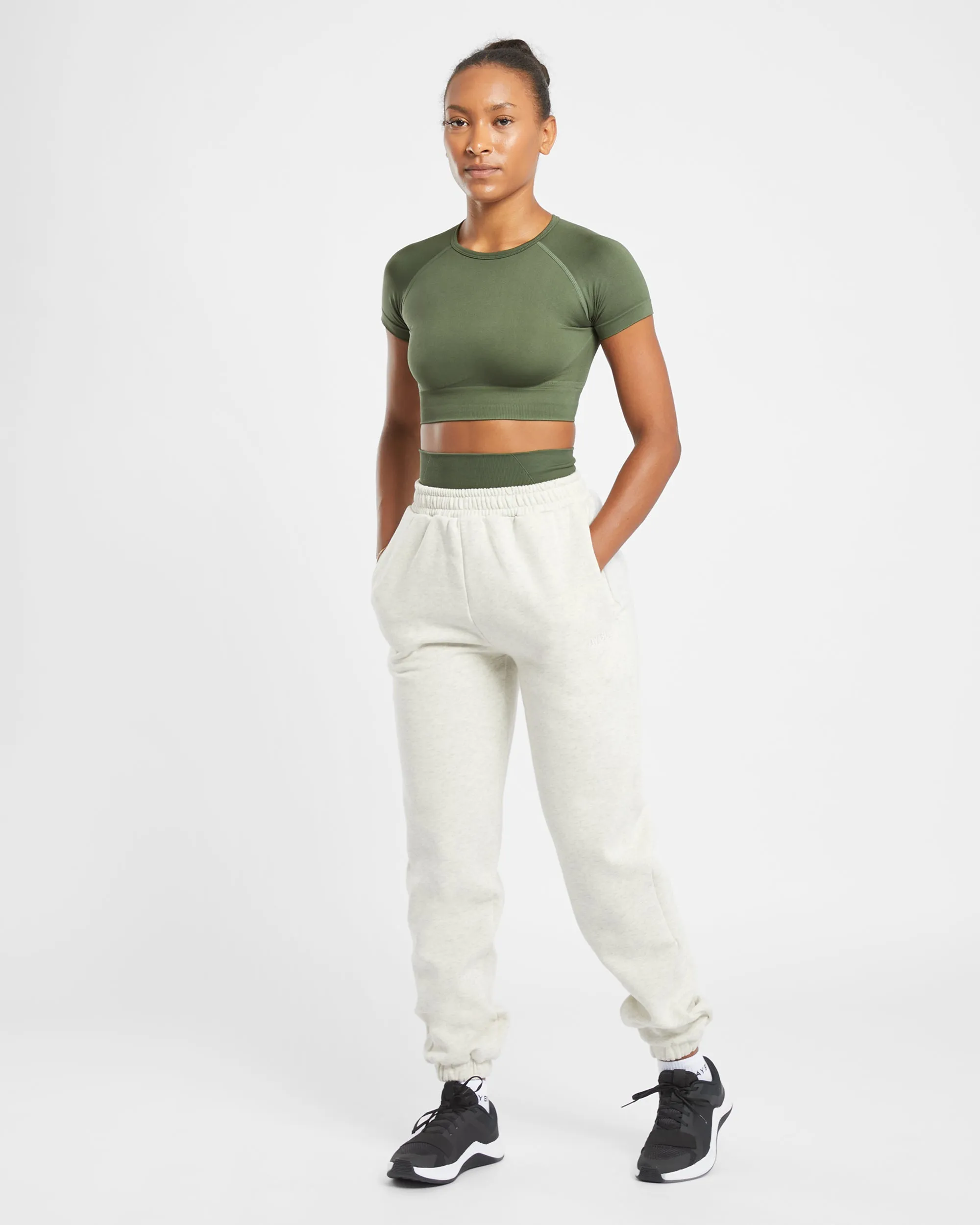 Empower Seamless Crop Top - Khaki Green