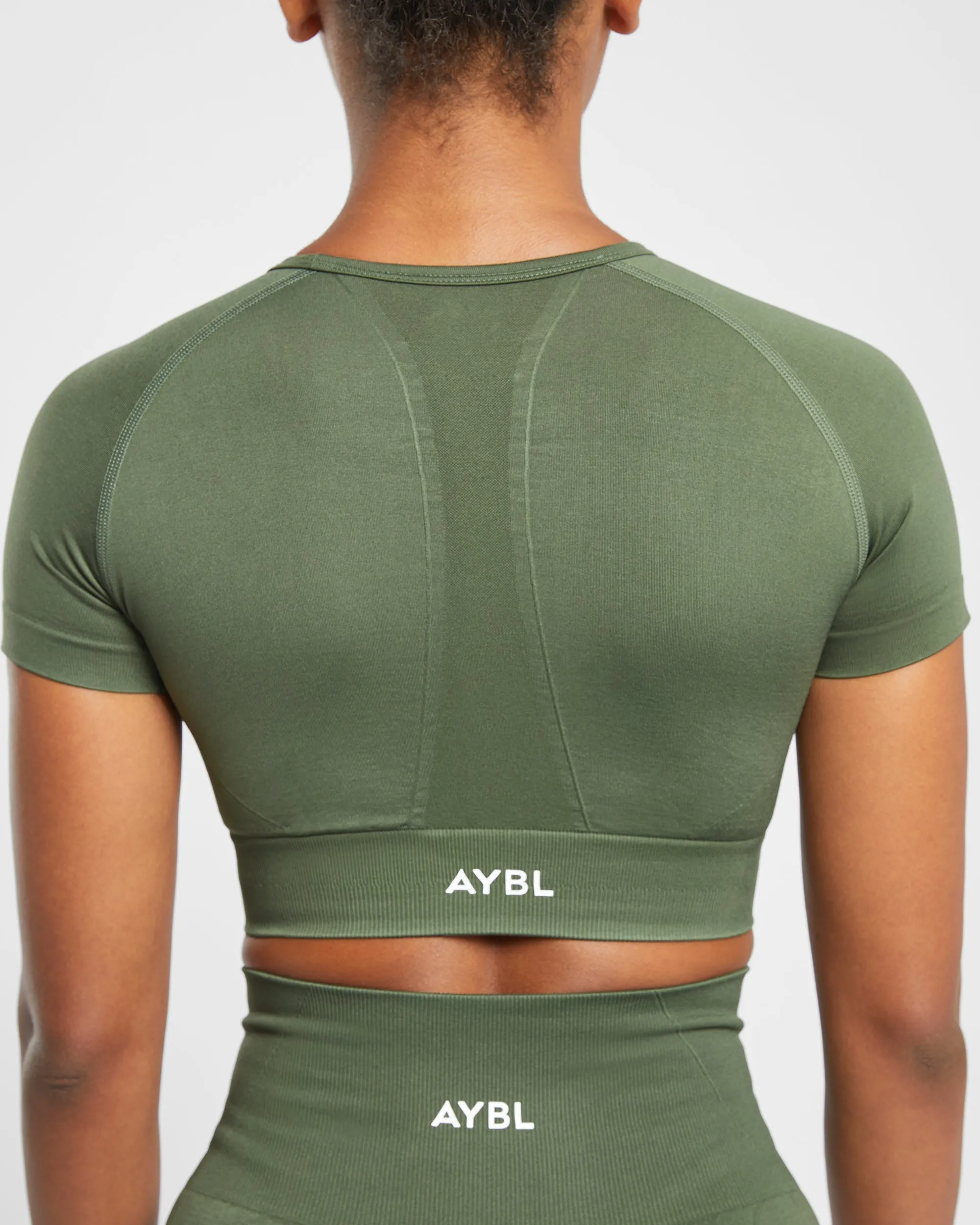 Empower Seamless Crop Top - Khaki Green