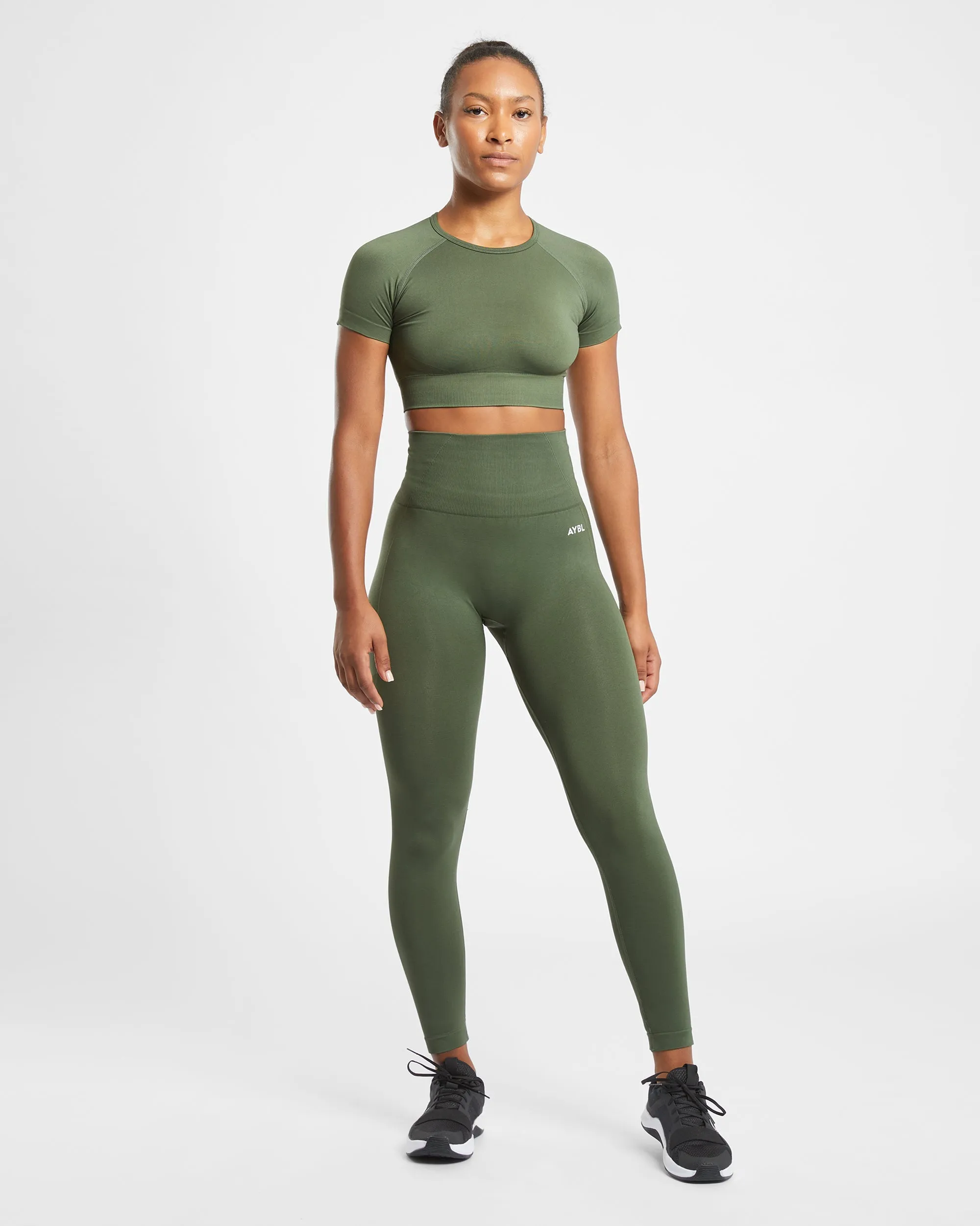 Empower Seamless Crop Top - Khaki Green