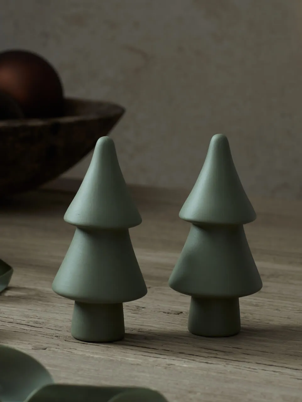 Green Tiered Ceramic Trees Set of 2