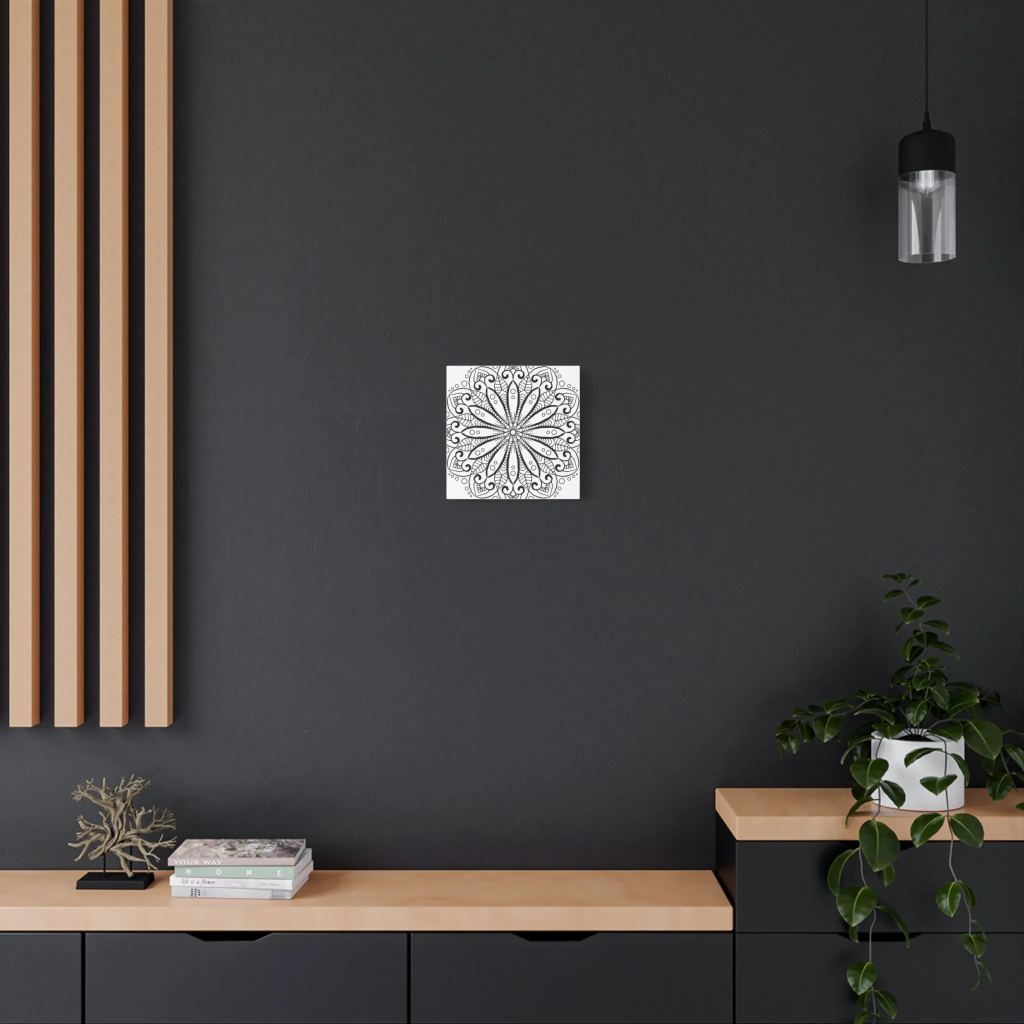 Handmade Mandala Art - Black & White Canvas