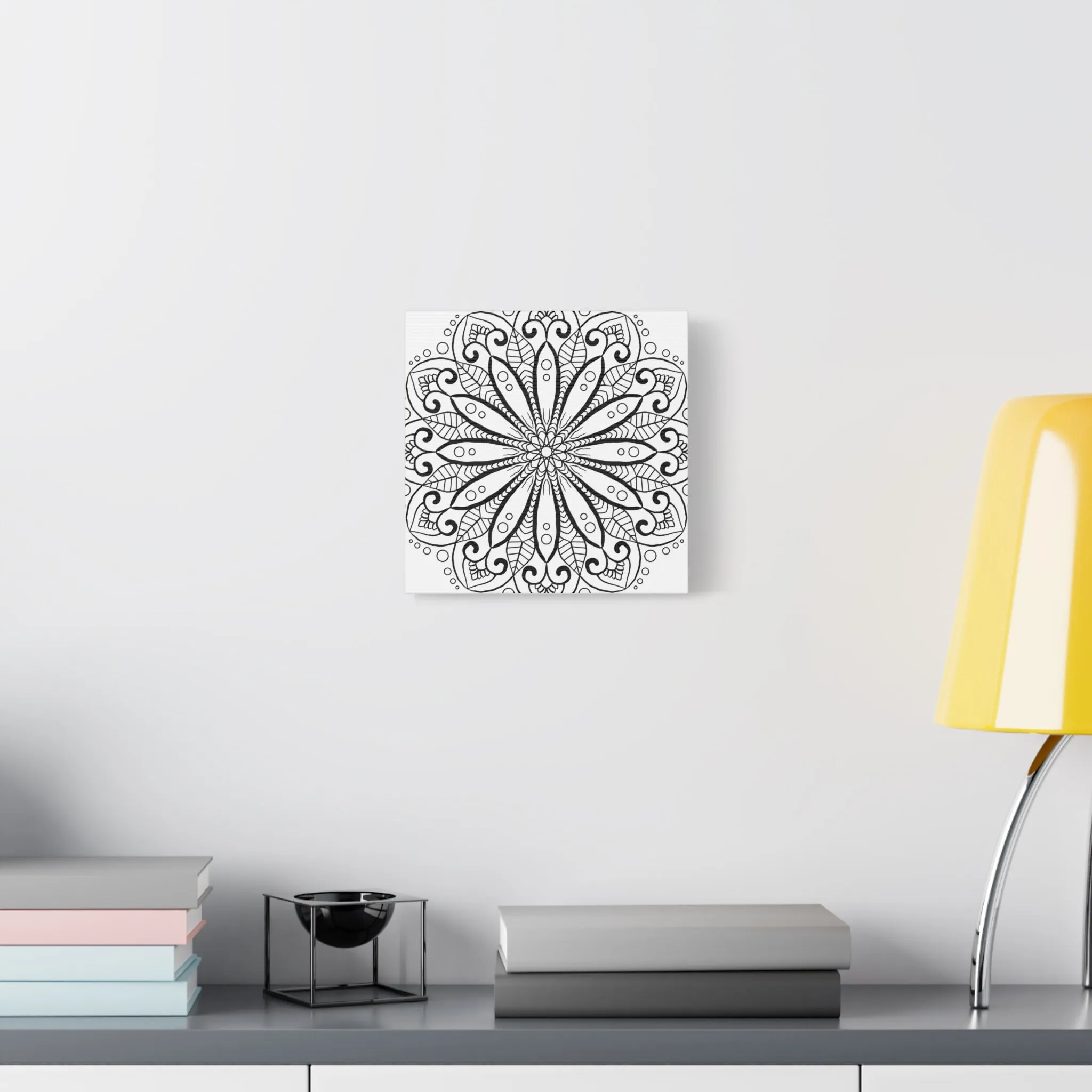 Handmade Mandala Art - Black & White Canvas