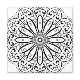 Handmade Mandala Art - Black & White Canvas