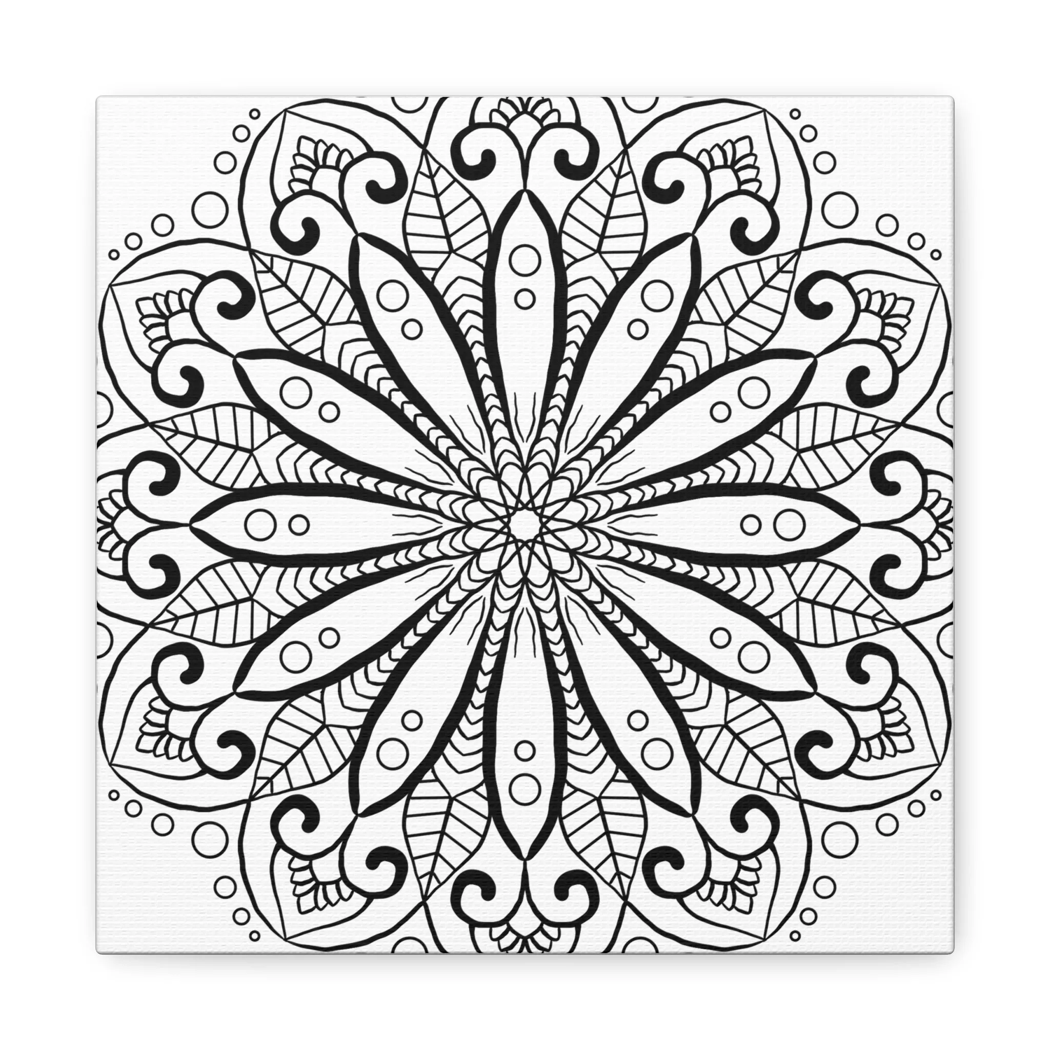 Handmade Mandala Art - Black & White Canvas