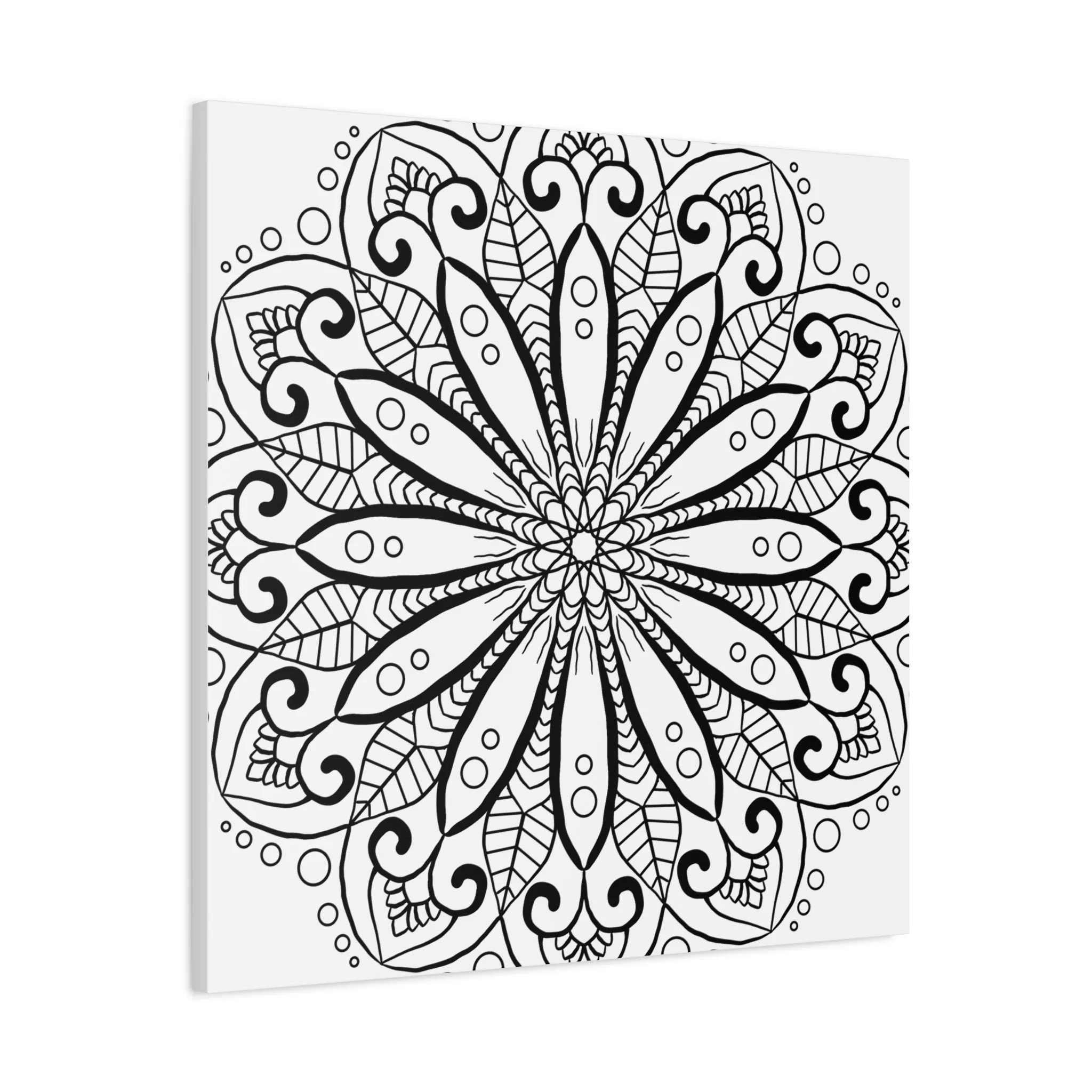 Handmade Mandala Art - Black & White Canvas