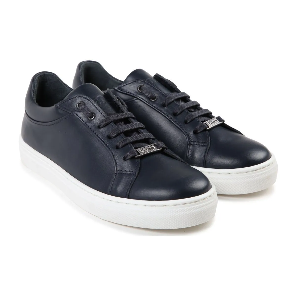 Hugo Boss Boys Navy Leather Sneakers J29169