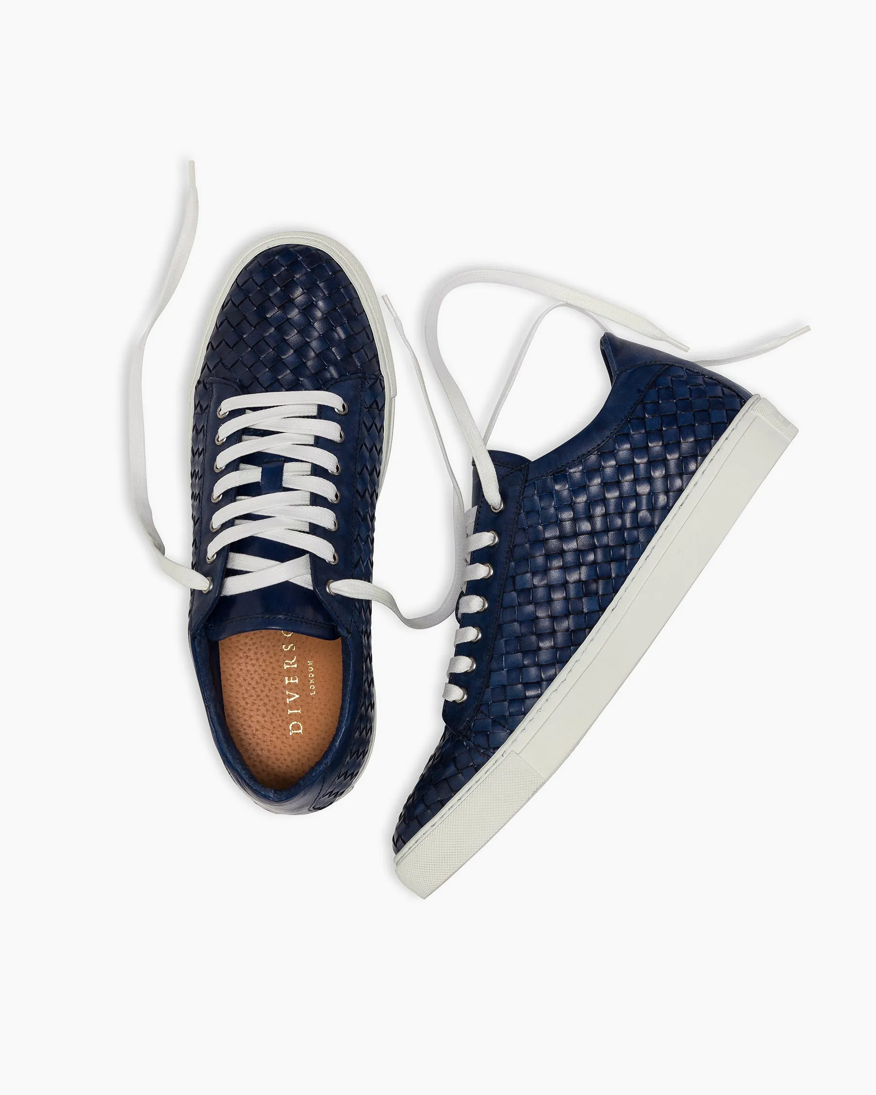 Ink Blue Dip-Dye Woven Low-Top Sneakers