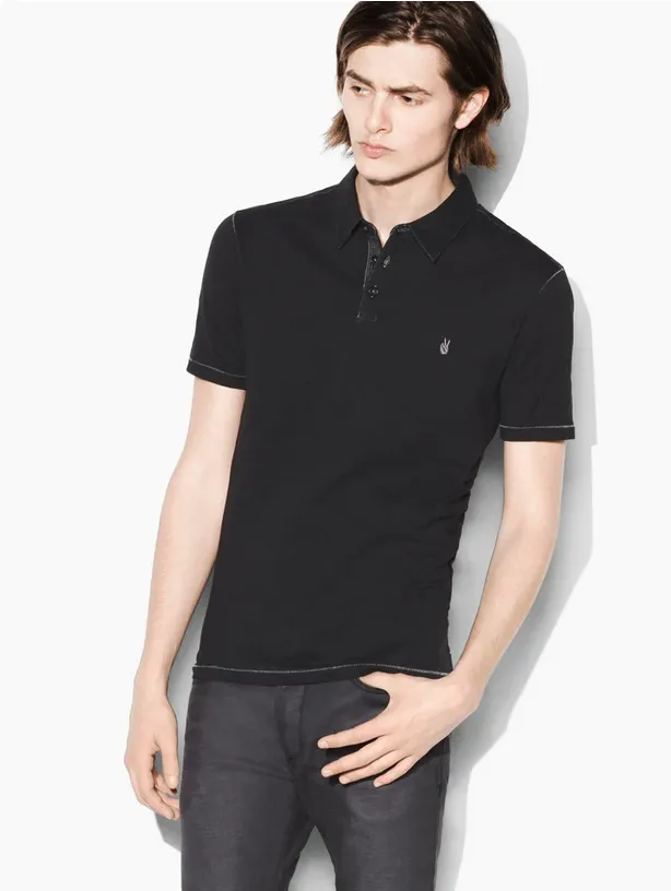 John Varvatos Peace Sign Polo, Black