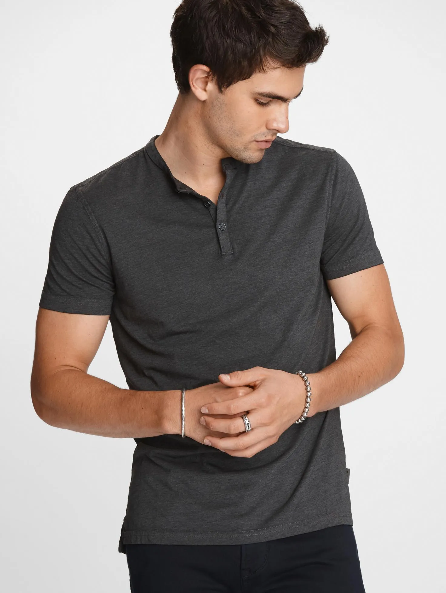 John Varvatos The Short Sleeve Burnout Henley Tee